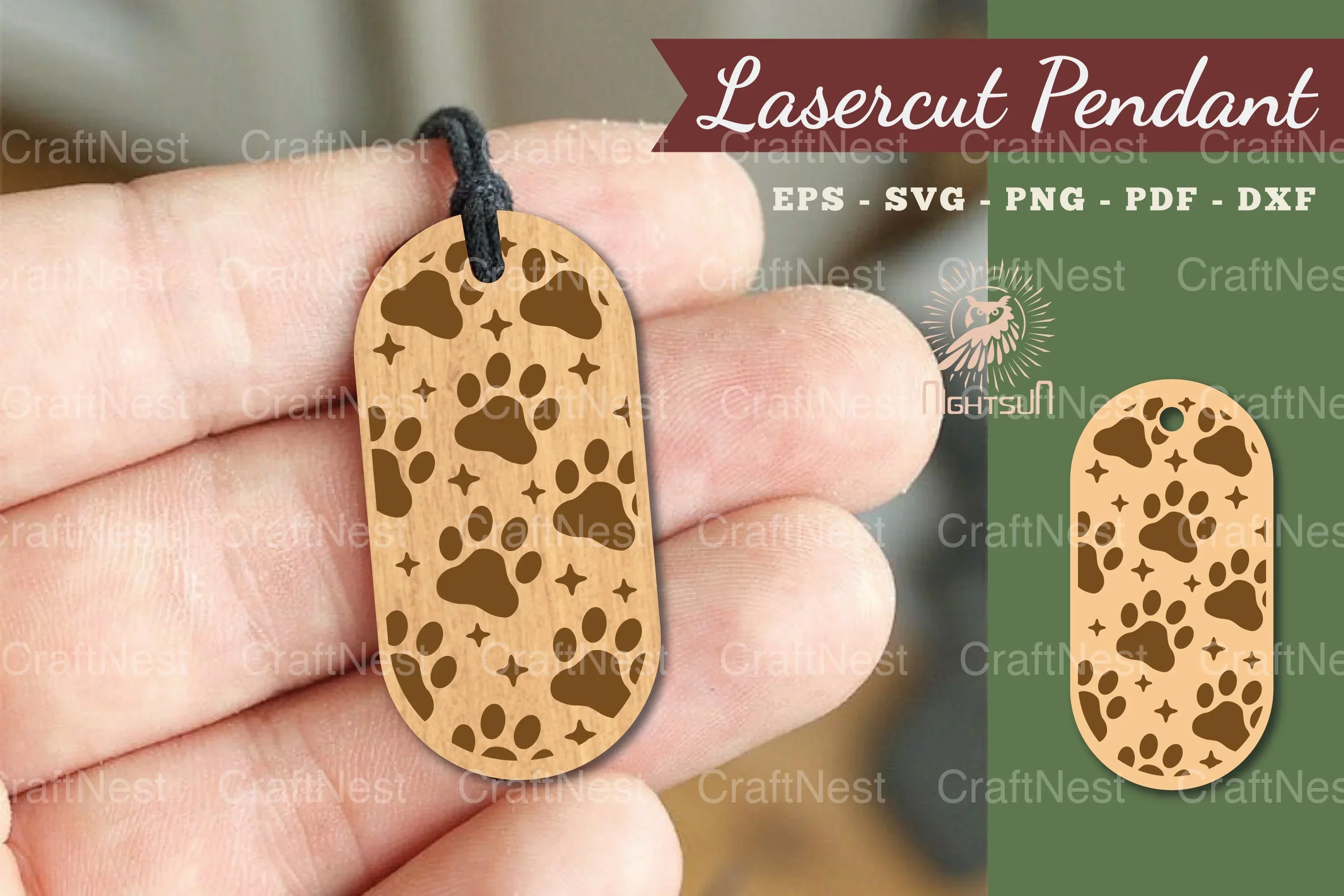 Paw Lasercut Pendant Design Bundle