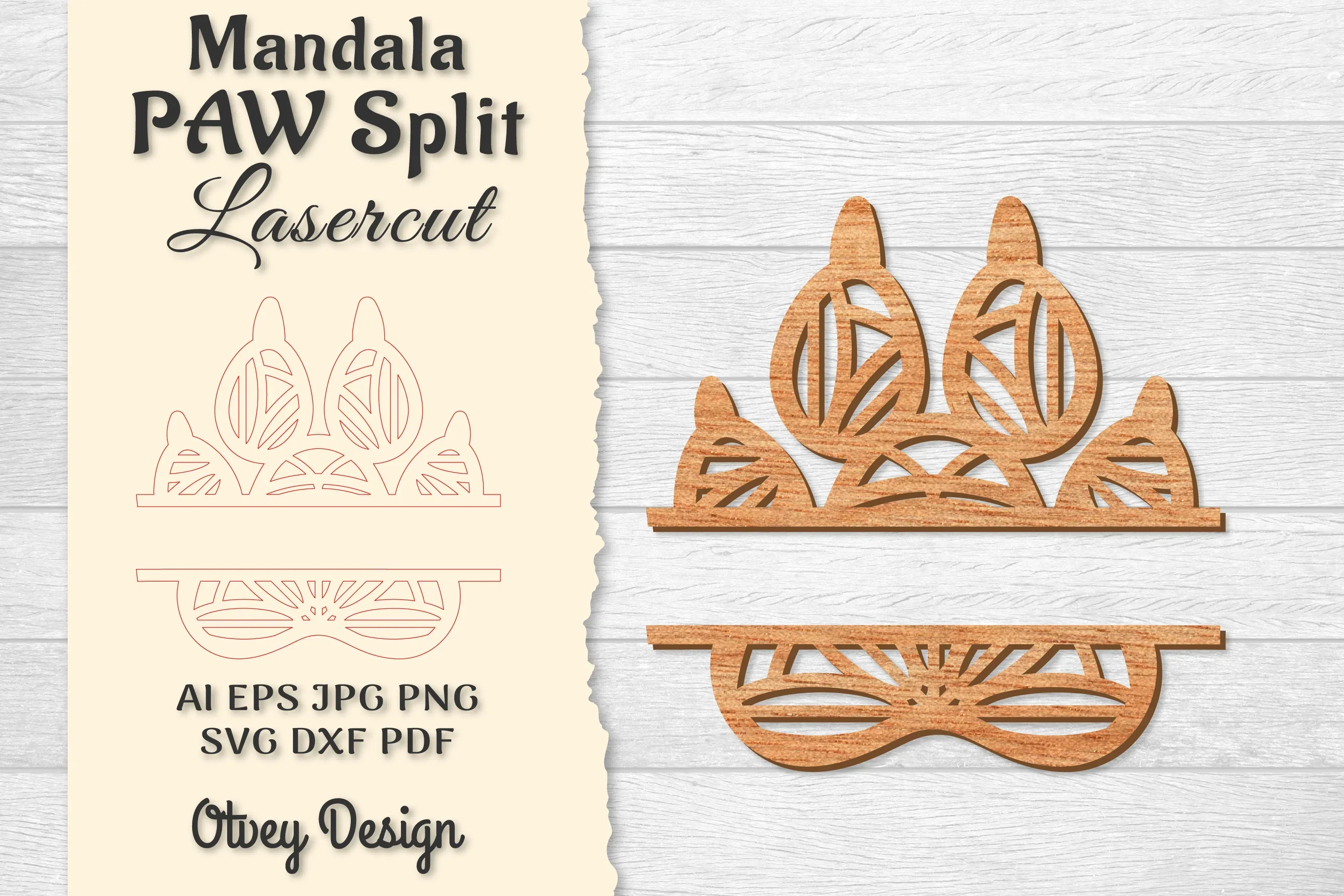 Paw Mandala Split Lasercut SVG Bundle