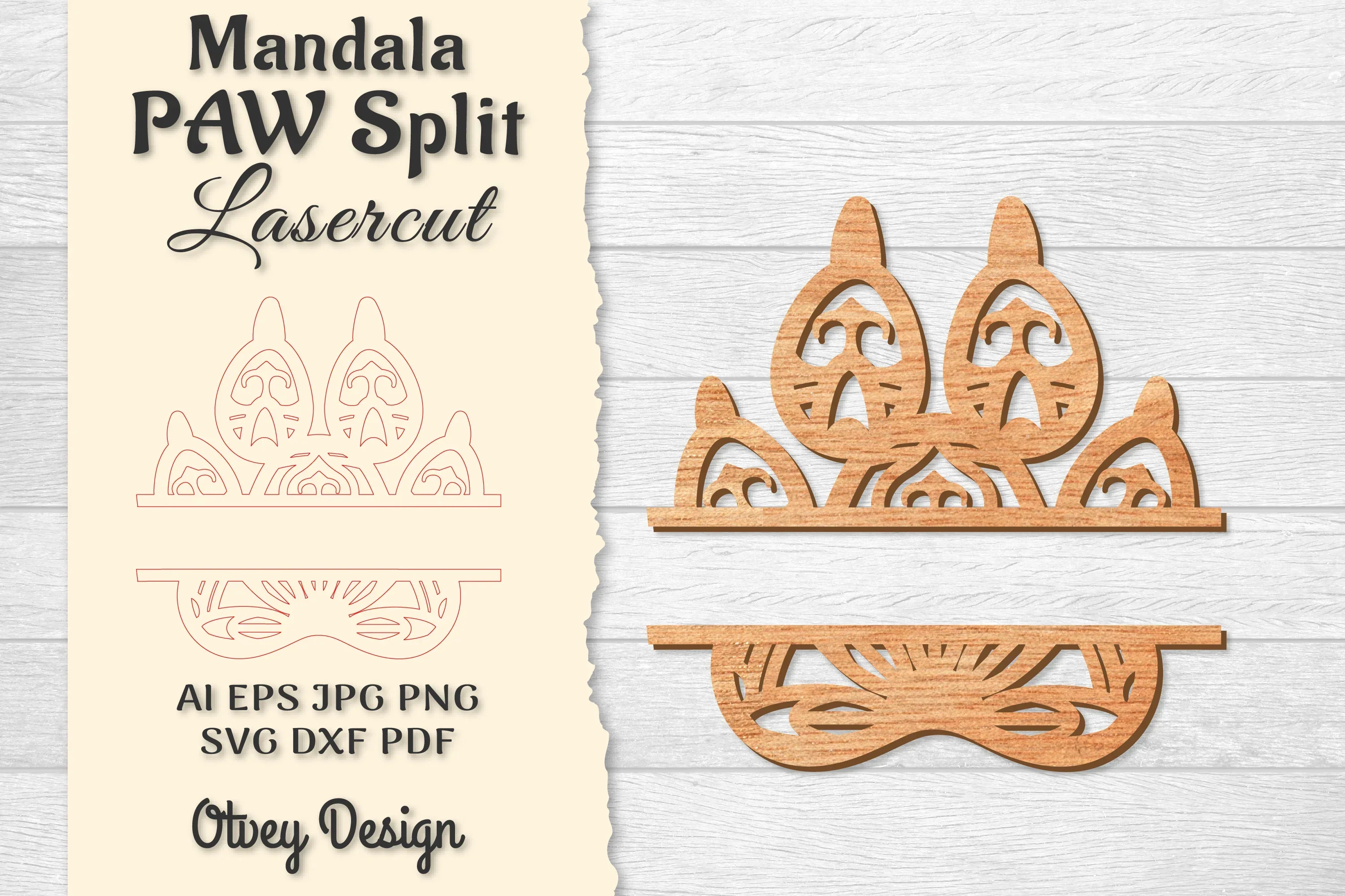 Paw Mandala Split Lasercut SVG Bundle