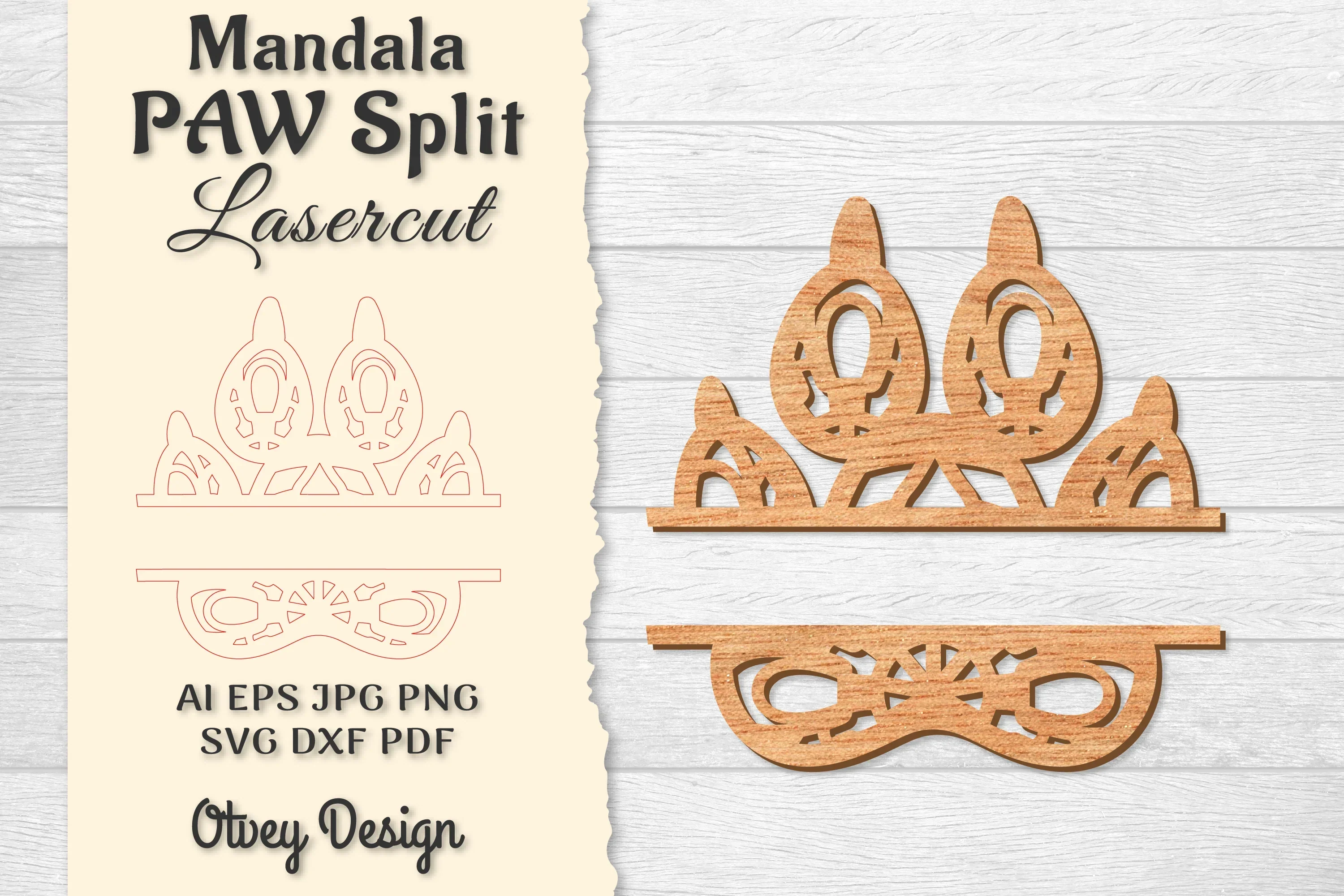 Paw Mandala Split Lasercut SVG Bundle