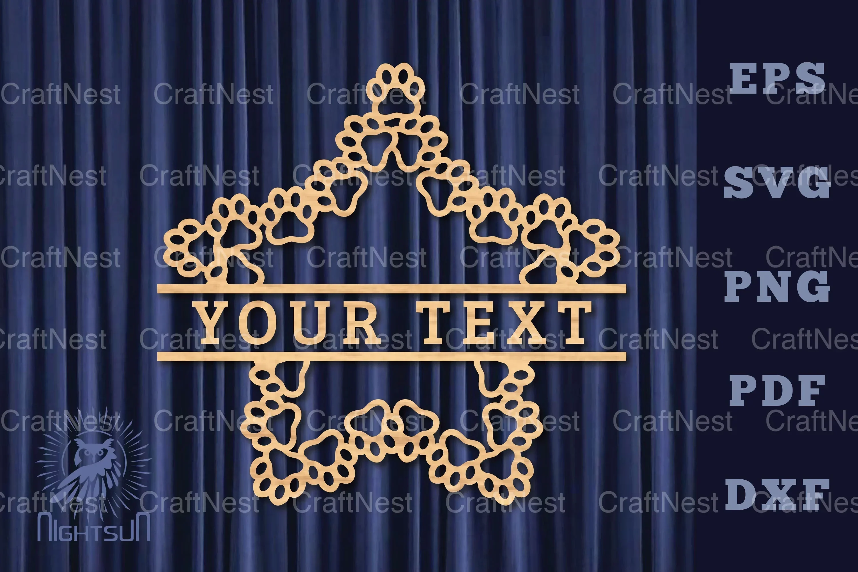 Paw Star Lasercut Split Monogram Clipart Bundle
