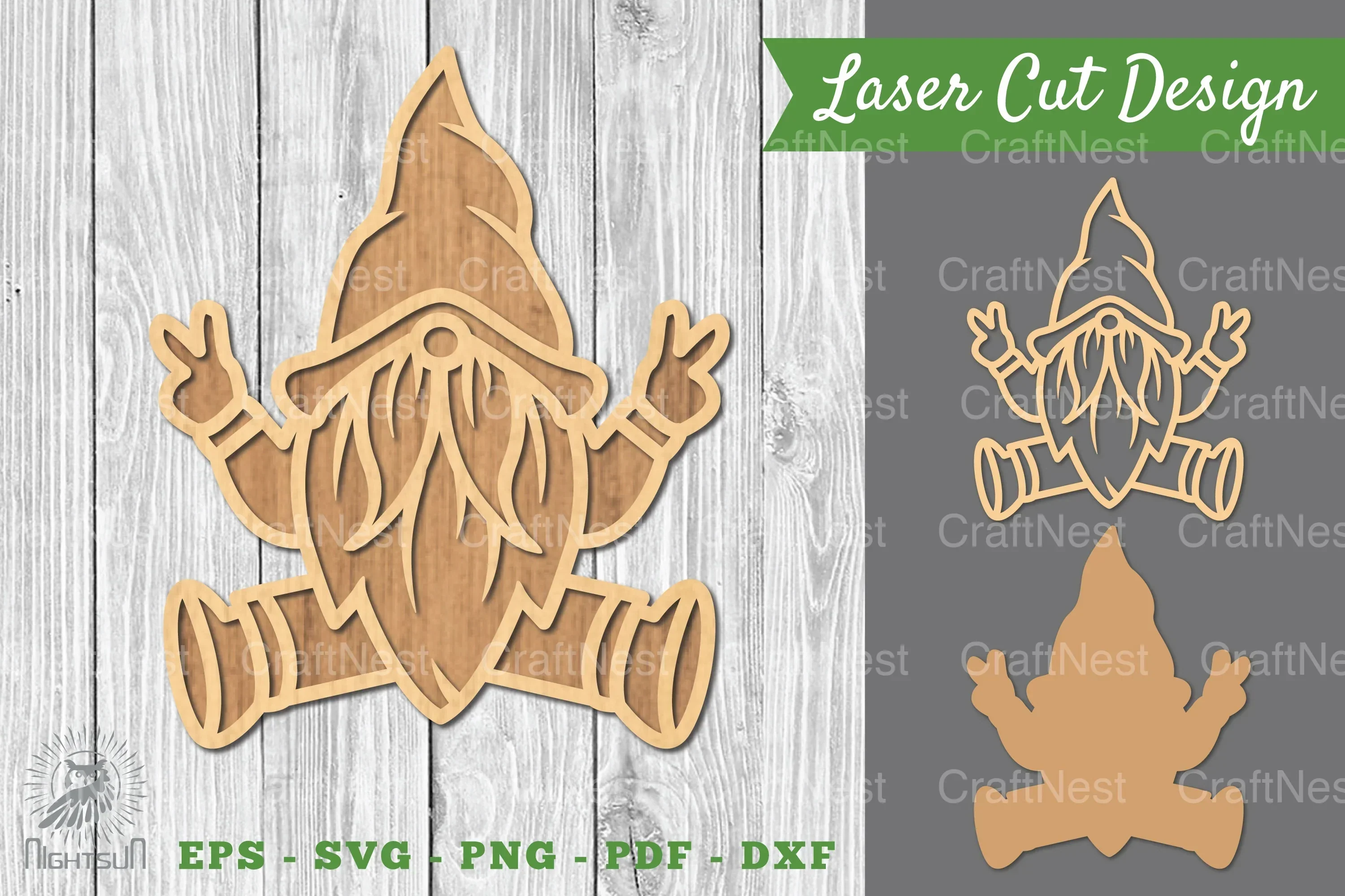 Peace Gnome Laser Cut Decoration Clipart Bundle