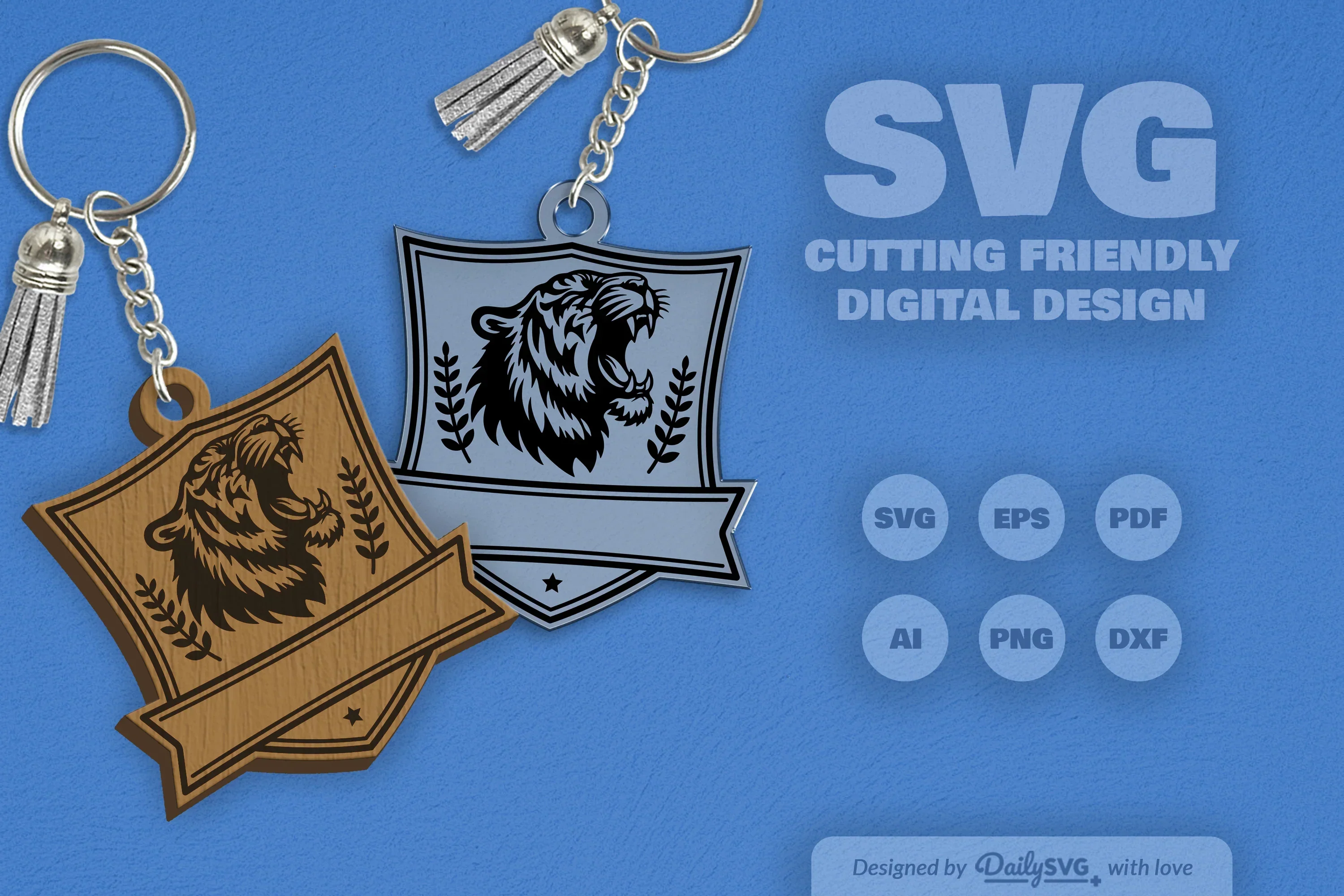 Personalized Wild Animal Keychain Laser Cut Clipart - Image 6