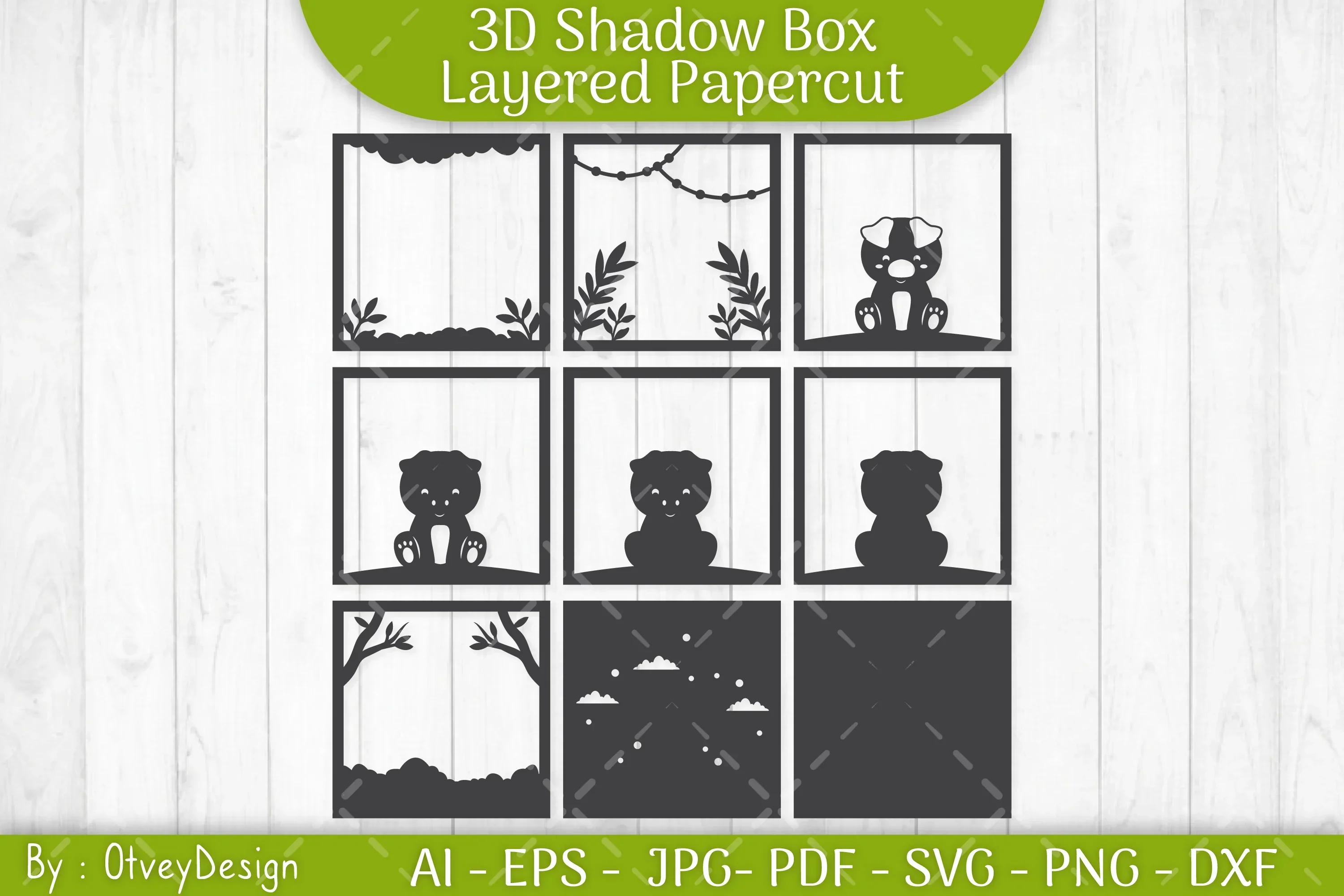 Pig Animals Shadow Box Layered Papercut SVG Bundle - Image 3