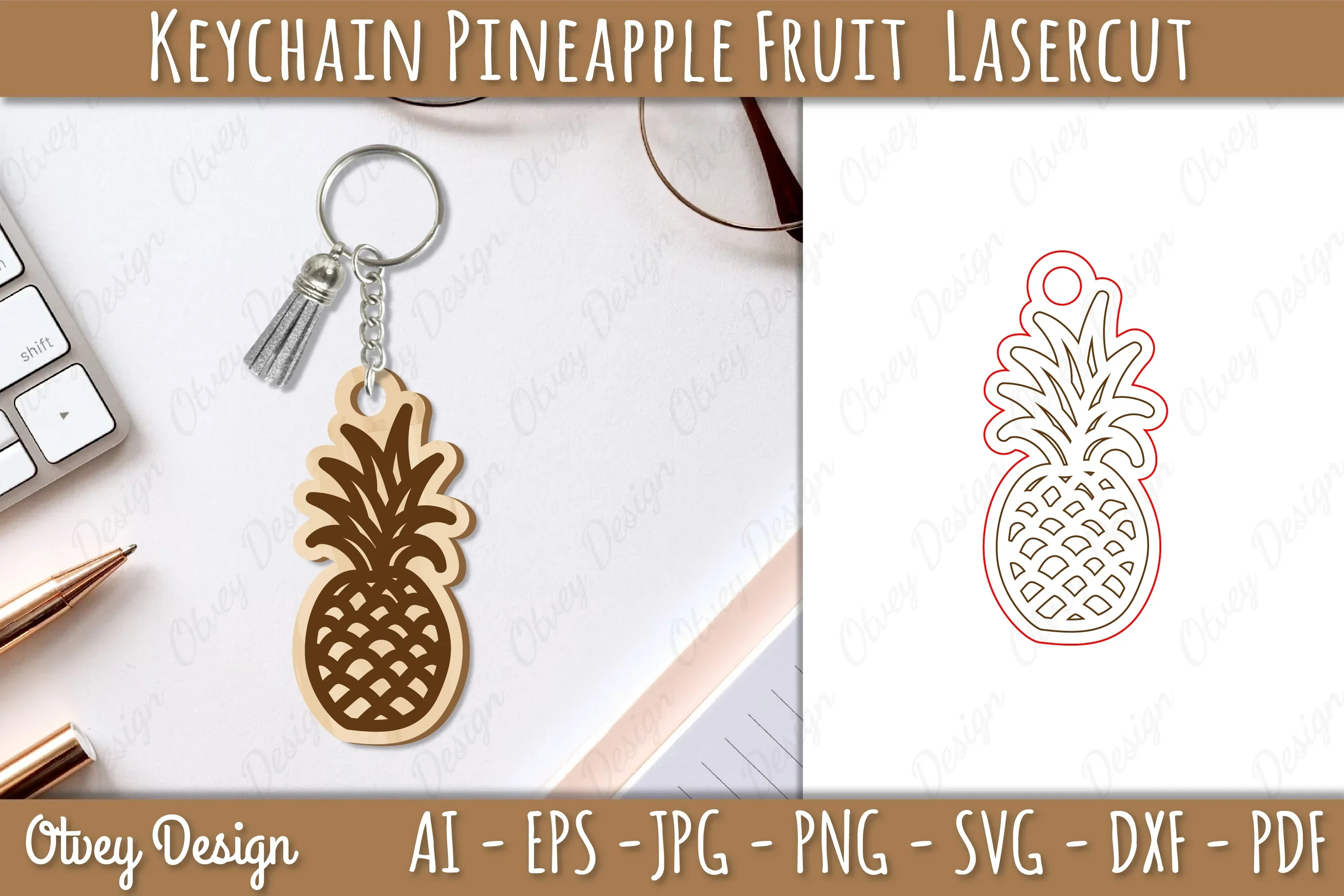 Pineapple Fruit Keychain SVG Bundle