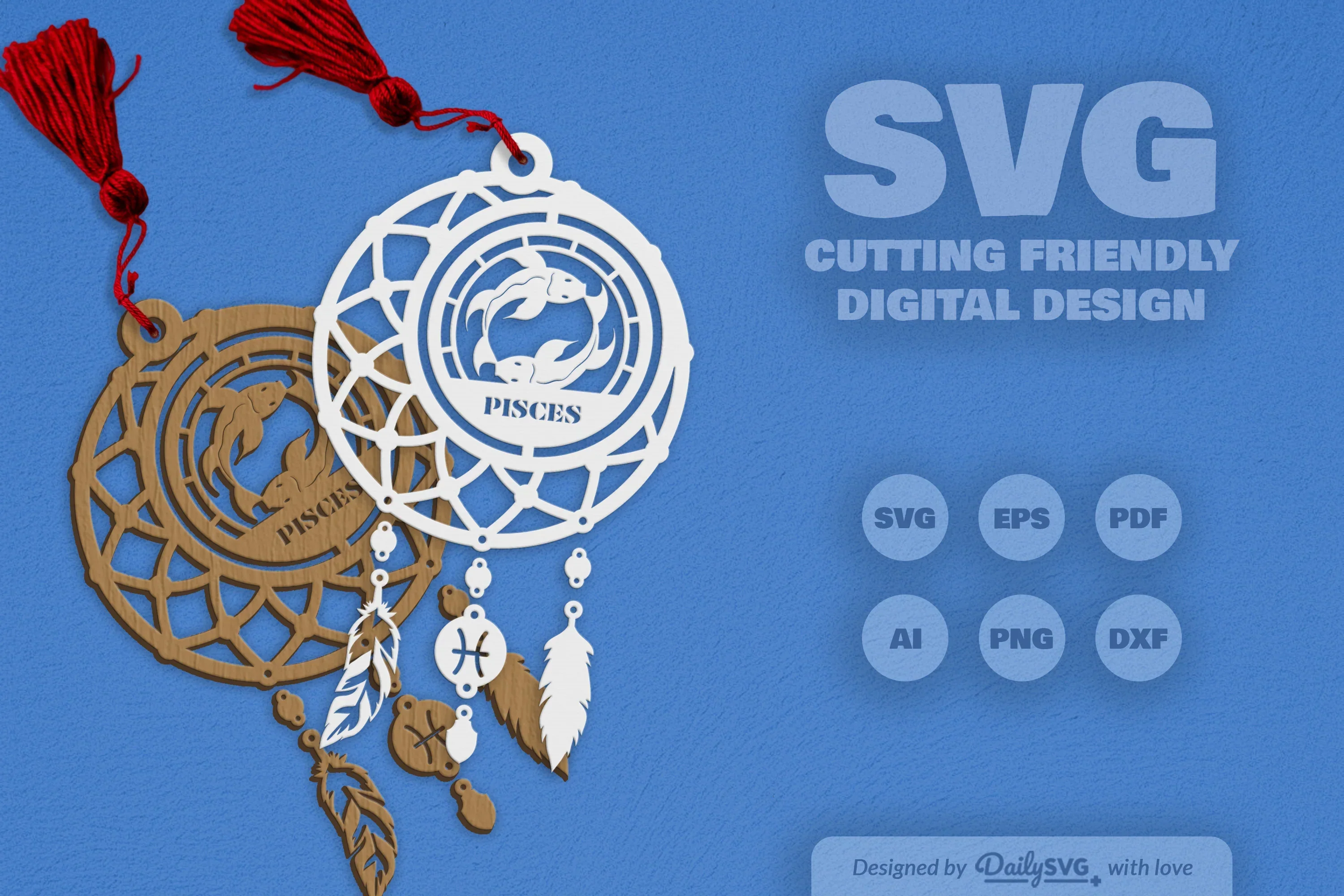 Pisces Dream Catcher Laser Cut Clipart Set - Image 8