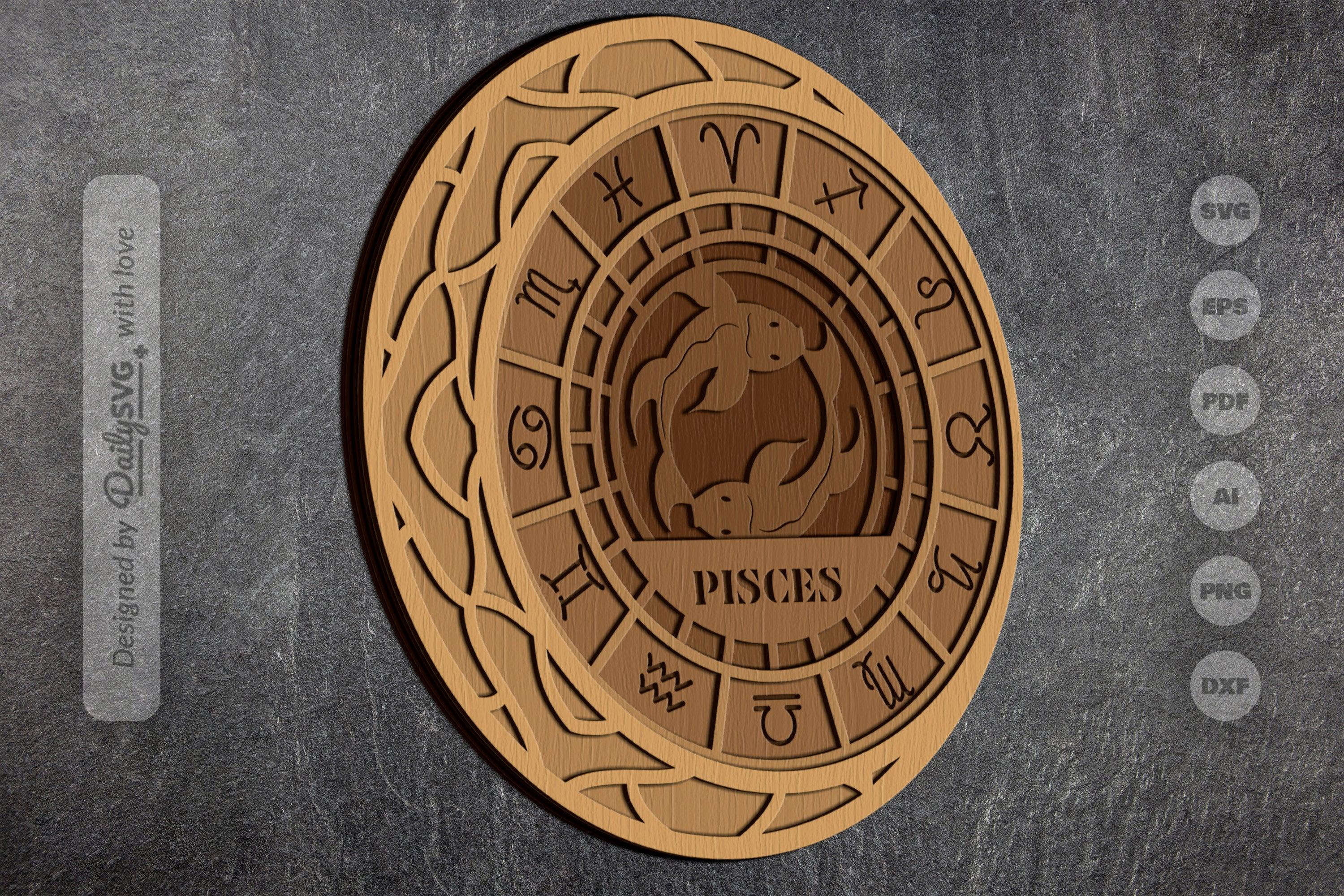 Pisces Zodiac Laser Cut SVG Bundle - Image 3