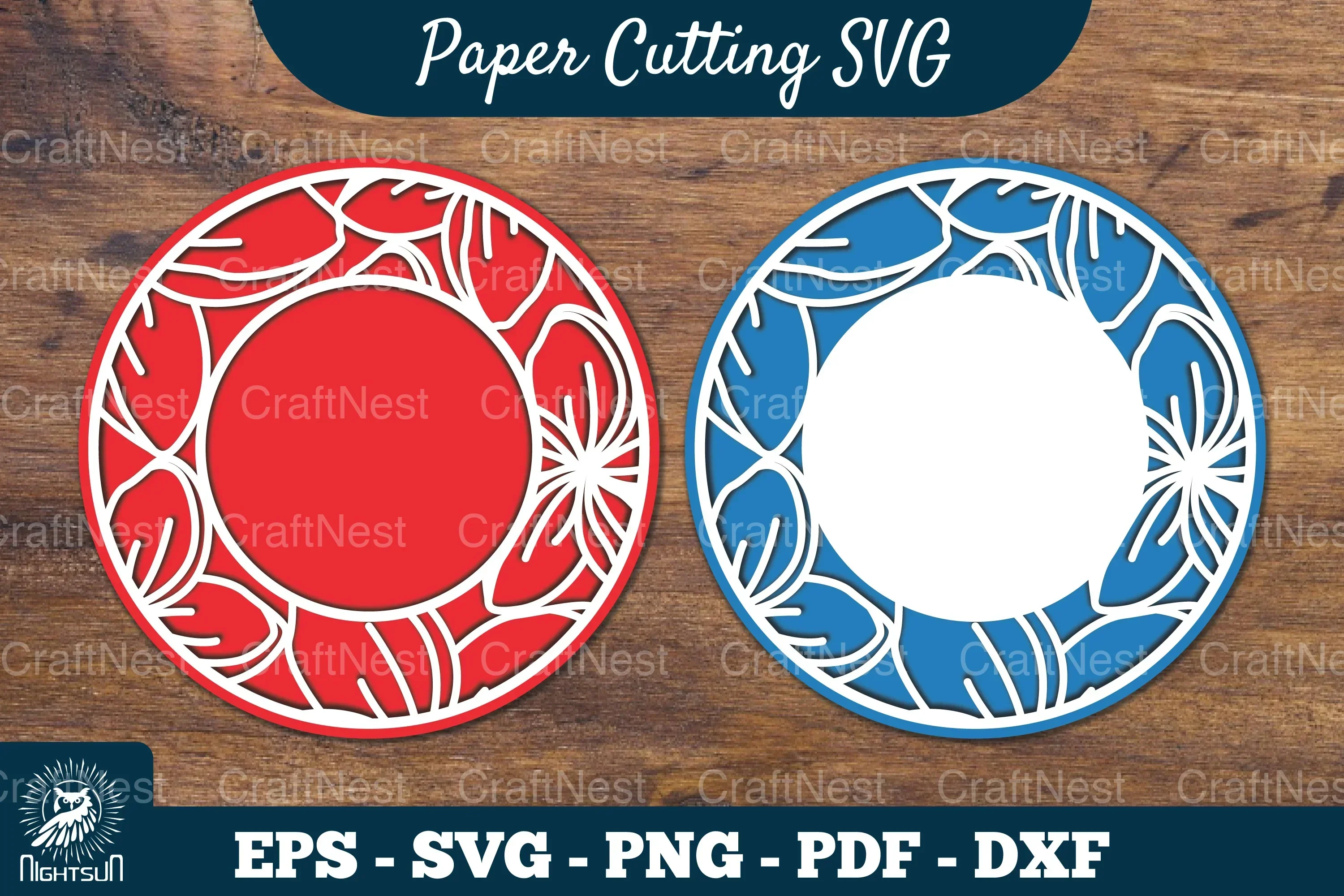 Plumeria Flowers Papercut Circle Clipart Bundle