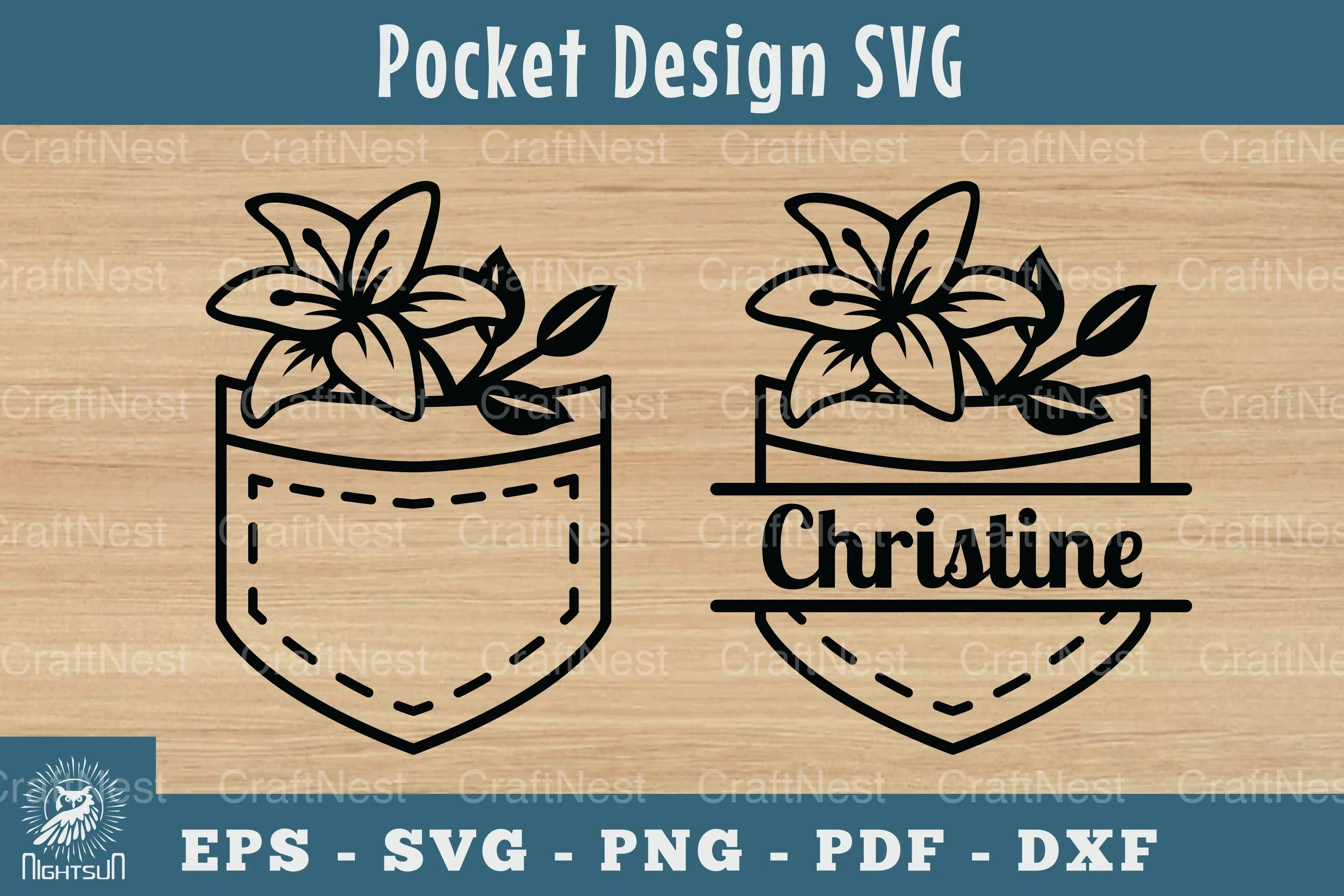 Pocket Flower Silhouette Clipart Bundle