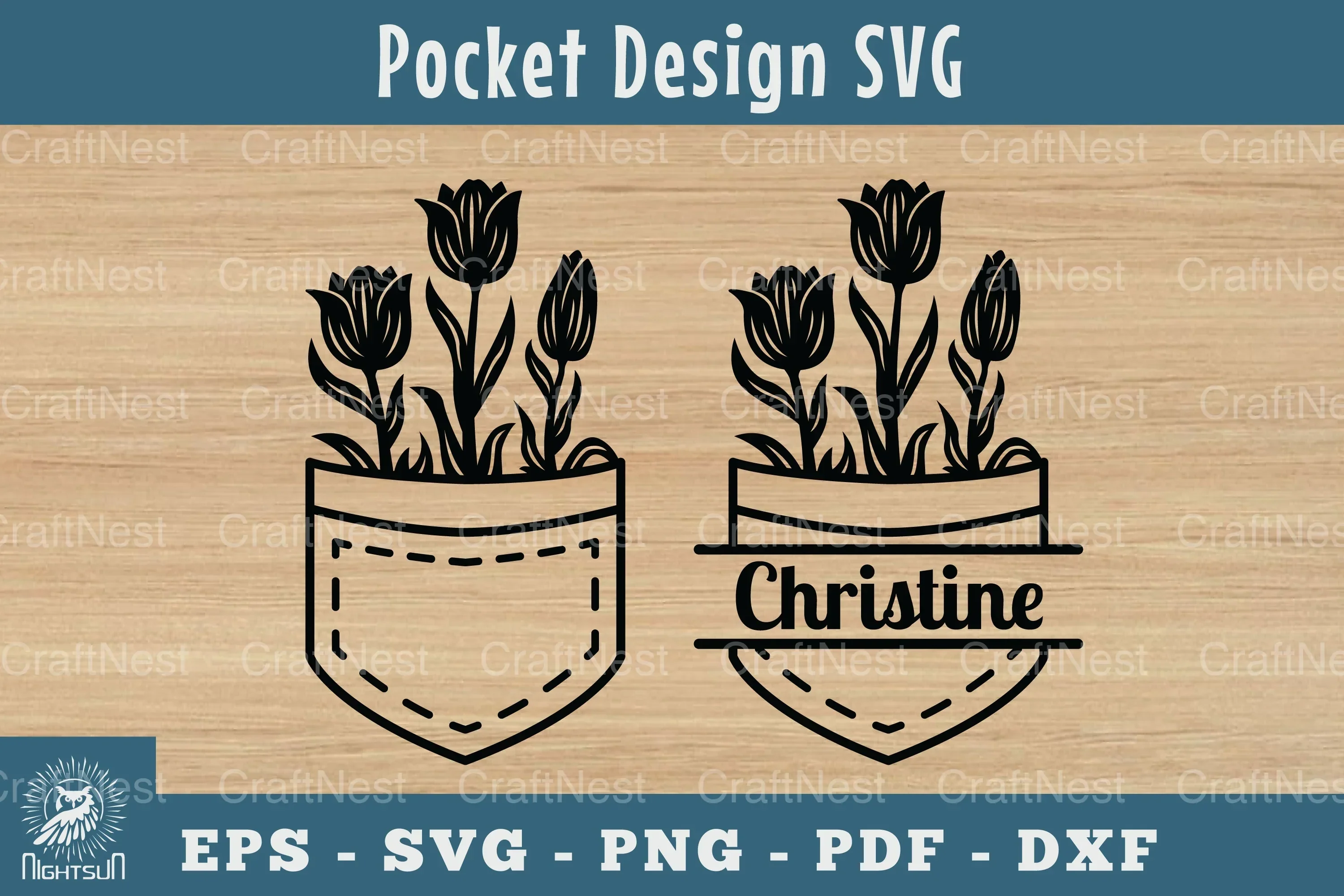 Pocket Flower Silhouette Clipart Bundle