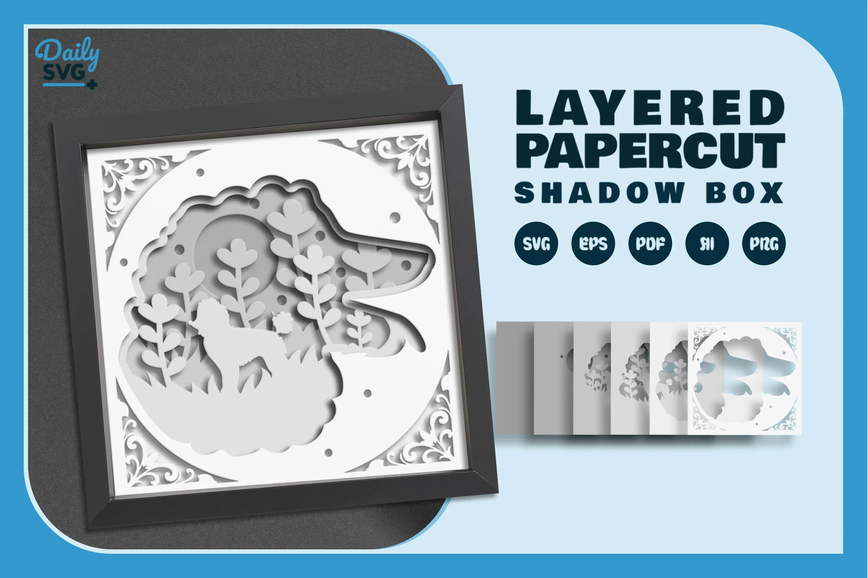 Poodle Dog Head Silhouette White Papercut SVG Bundle - Image 2