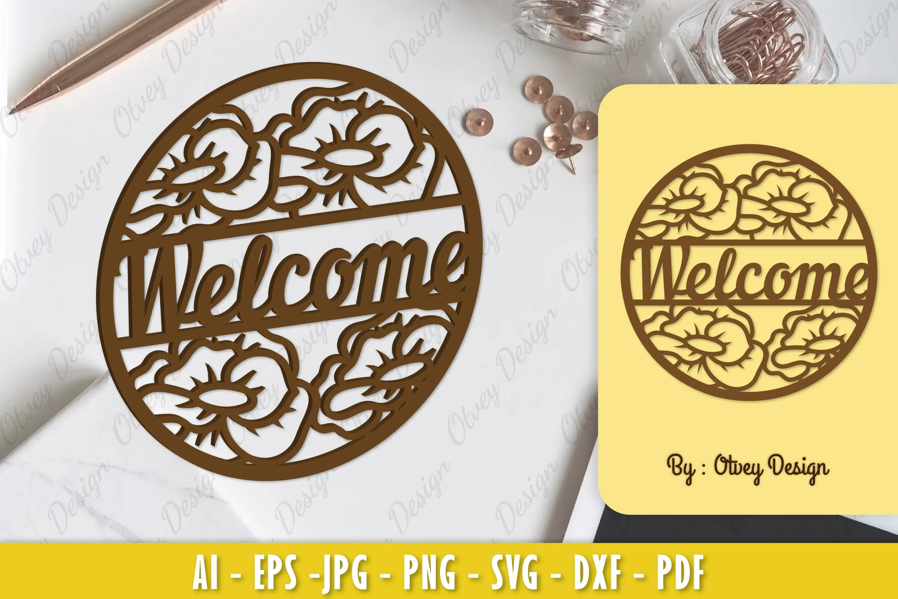 Poppy Flower Welcome Sign SVG Bundle