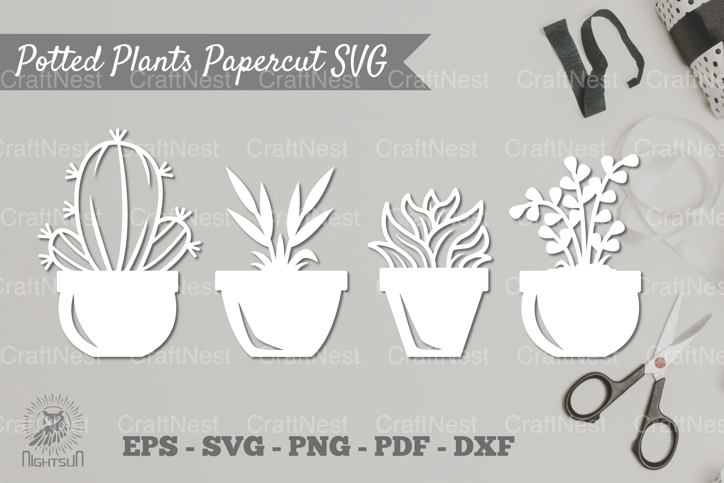 Potted Plants Papercut SVG Bundle