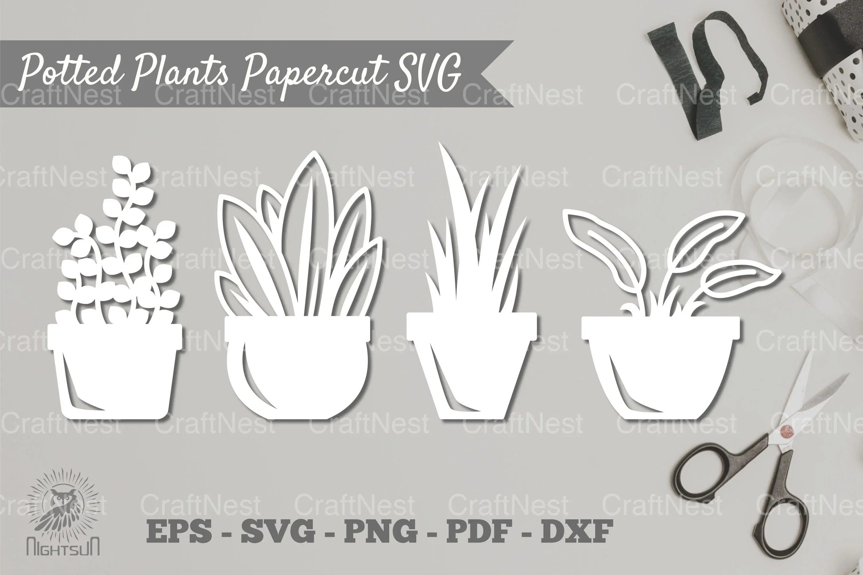 Potted Plants Papercut SVG Bundle