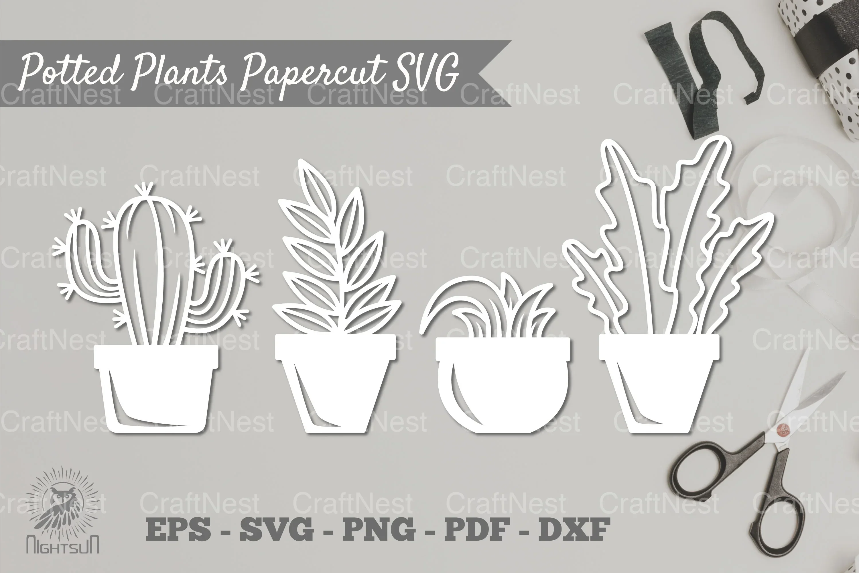 Potted Plants Papercut SVG Bundle