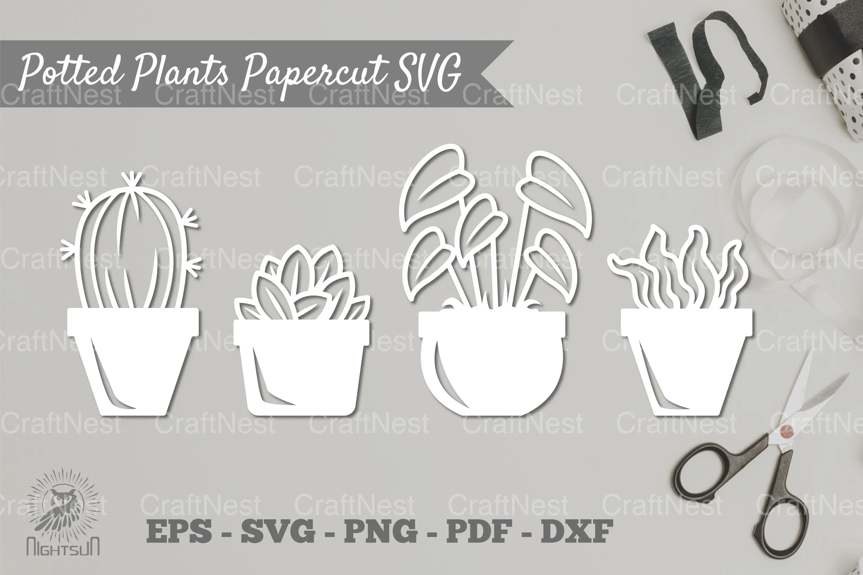 Potted Plants Papercut SVG Bundle
