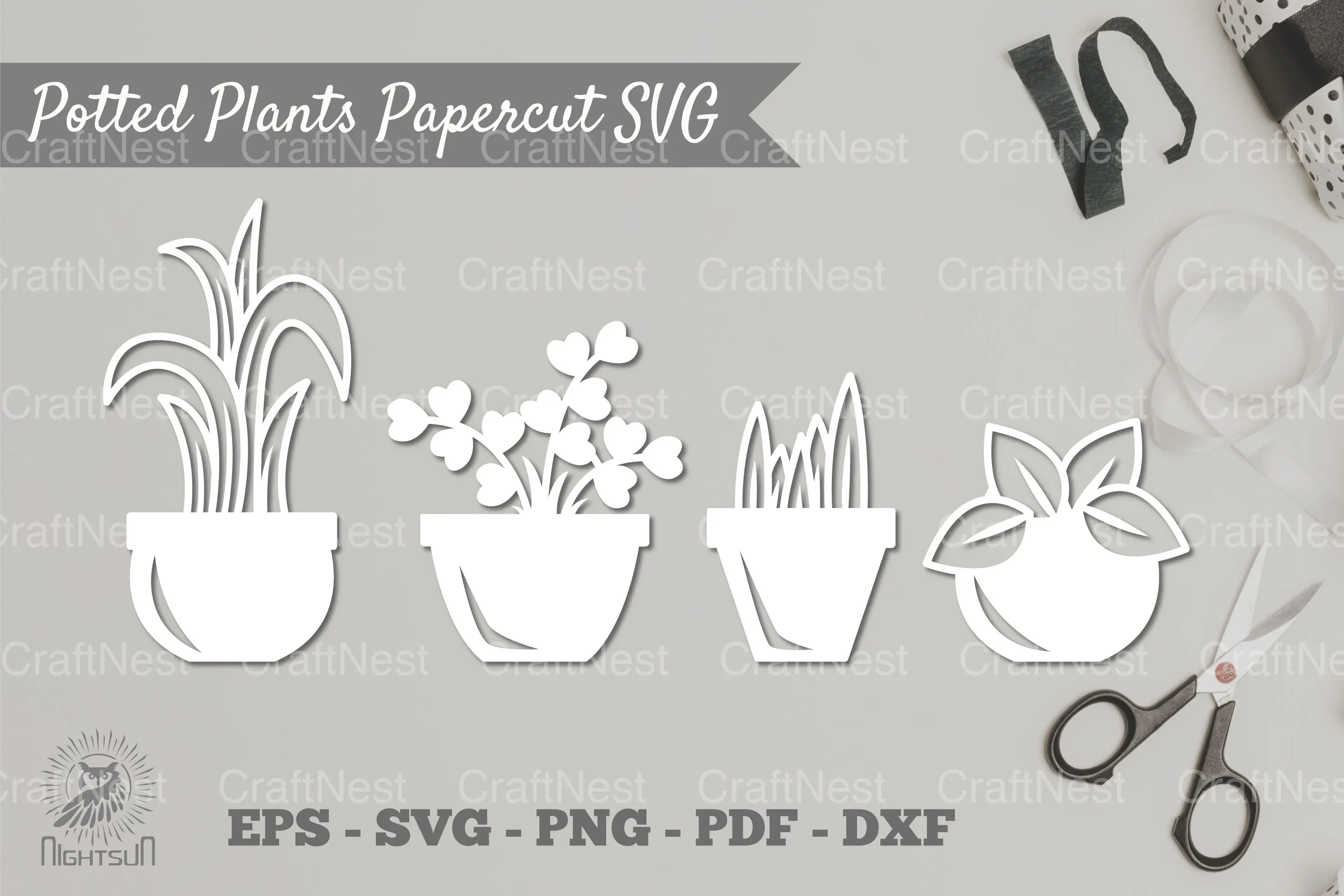 Potted Plants Papercut SVG Bundle
