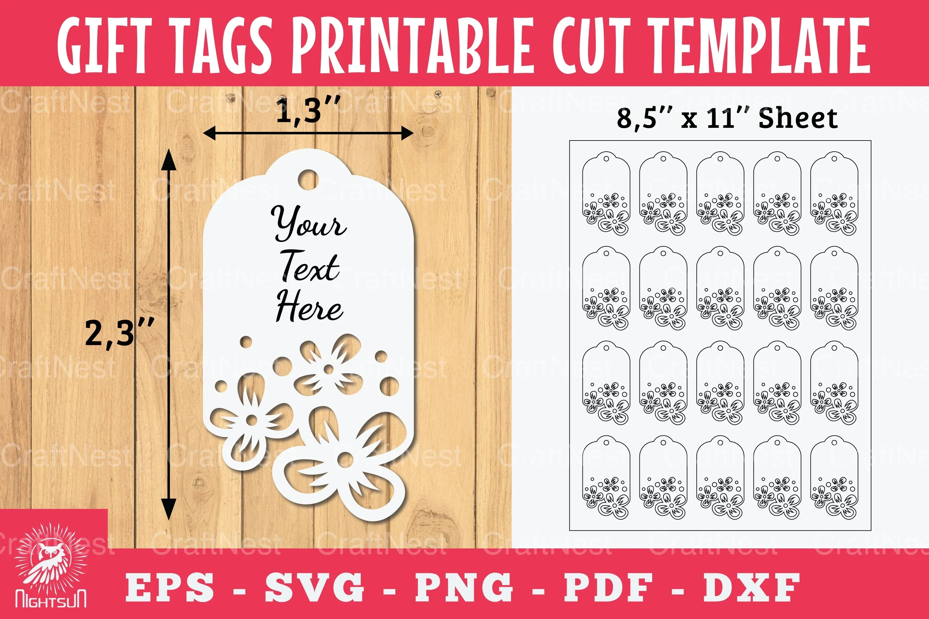 Printable Flowers Gift Tags Template Bundle