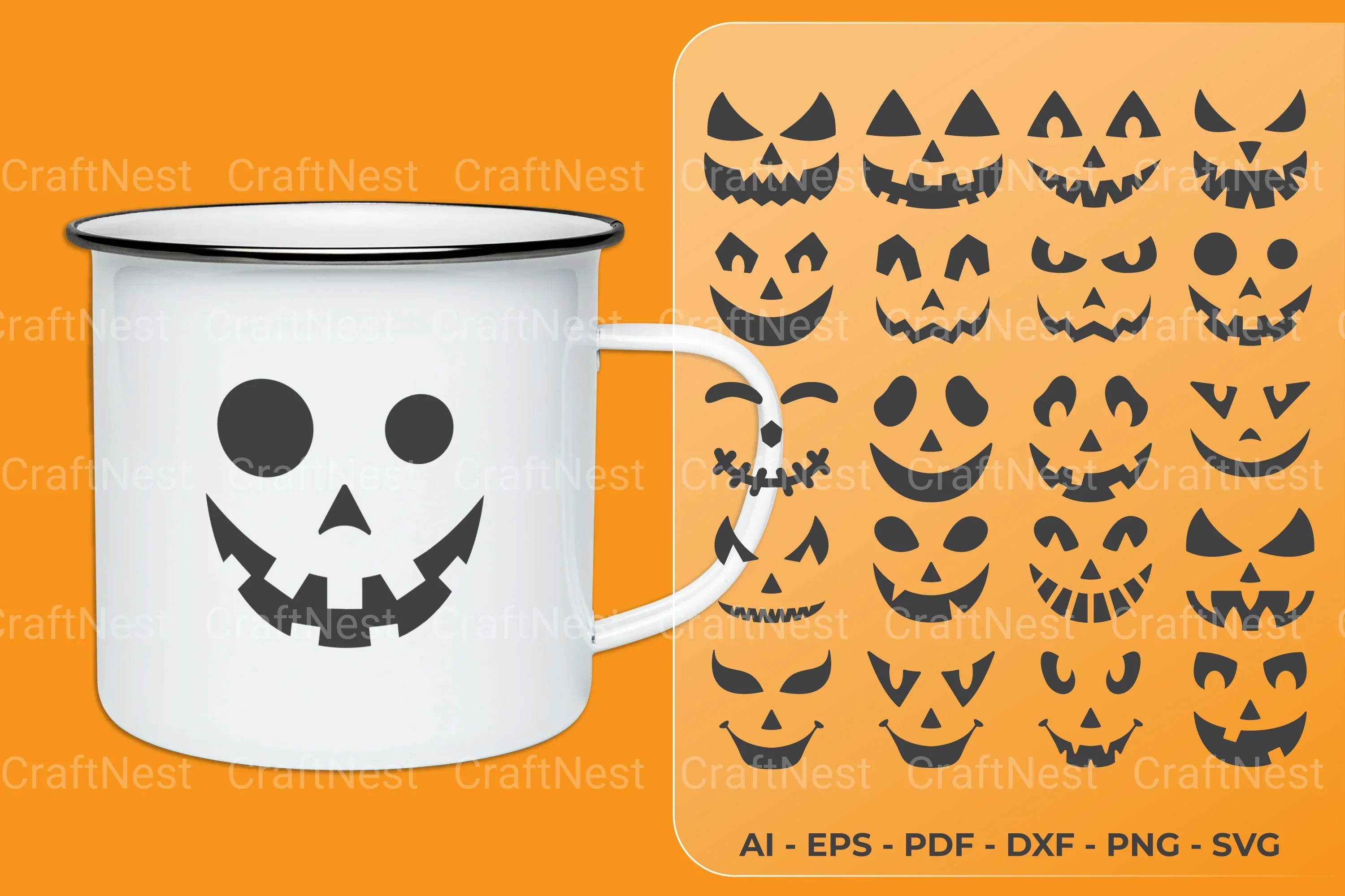 Pumpkin Face Decal SVG Bundle - Image 2