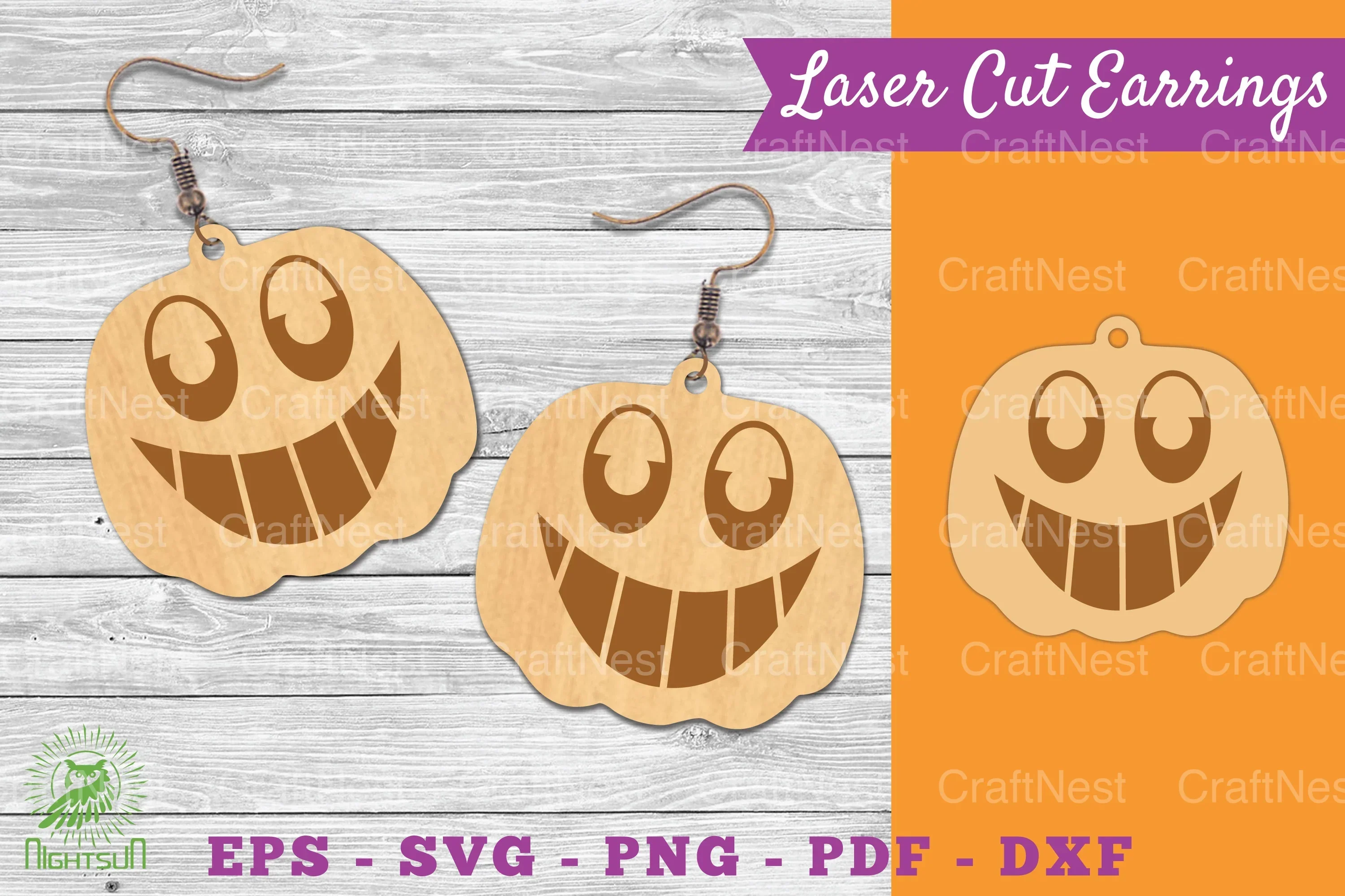 Pumpkin Face Laser Cut Earrings SVG Bundle