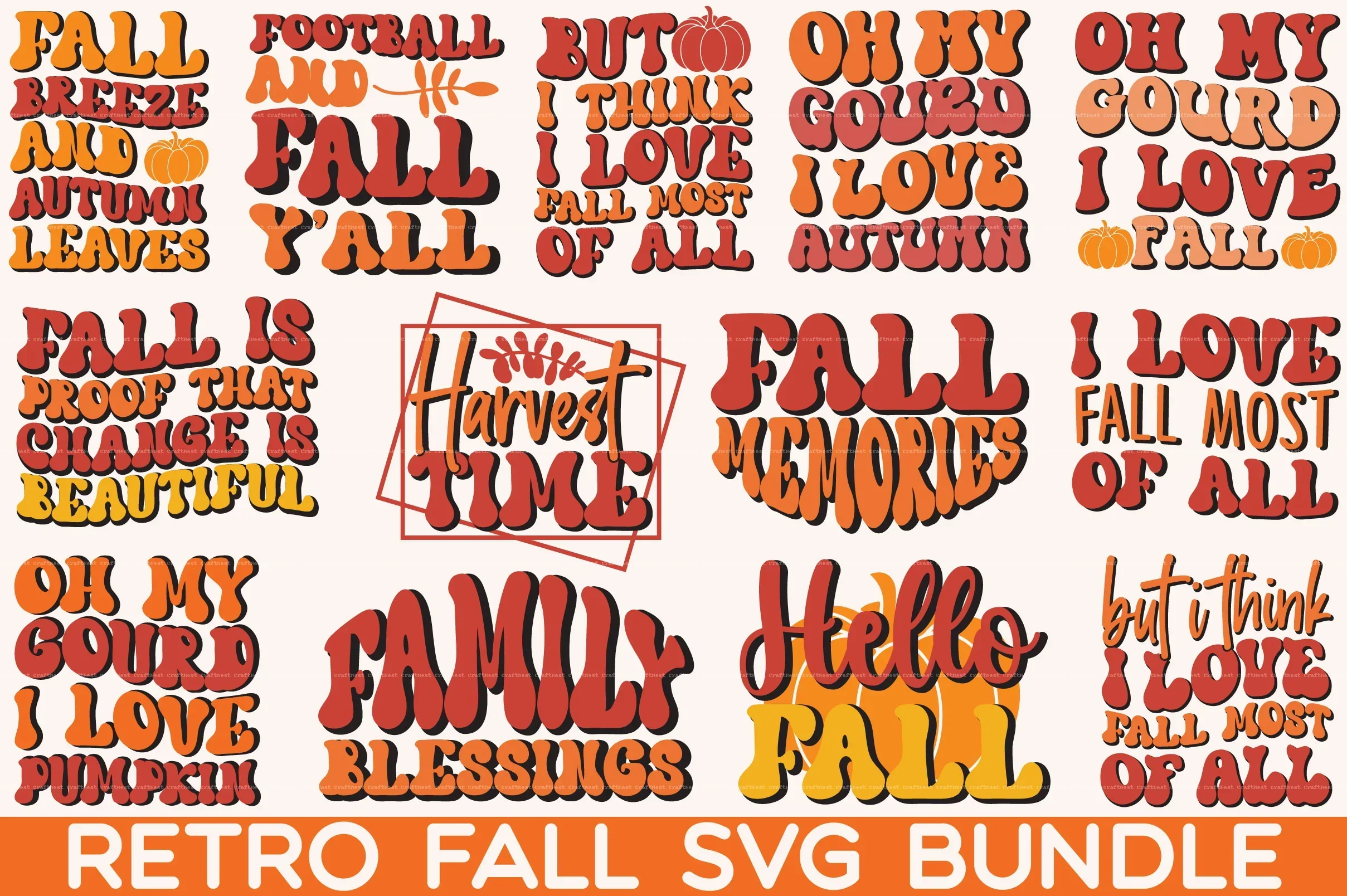 Retro Fall SVG Bundle
