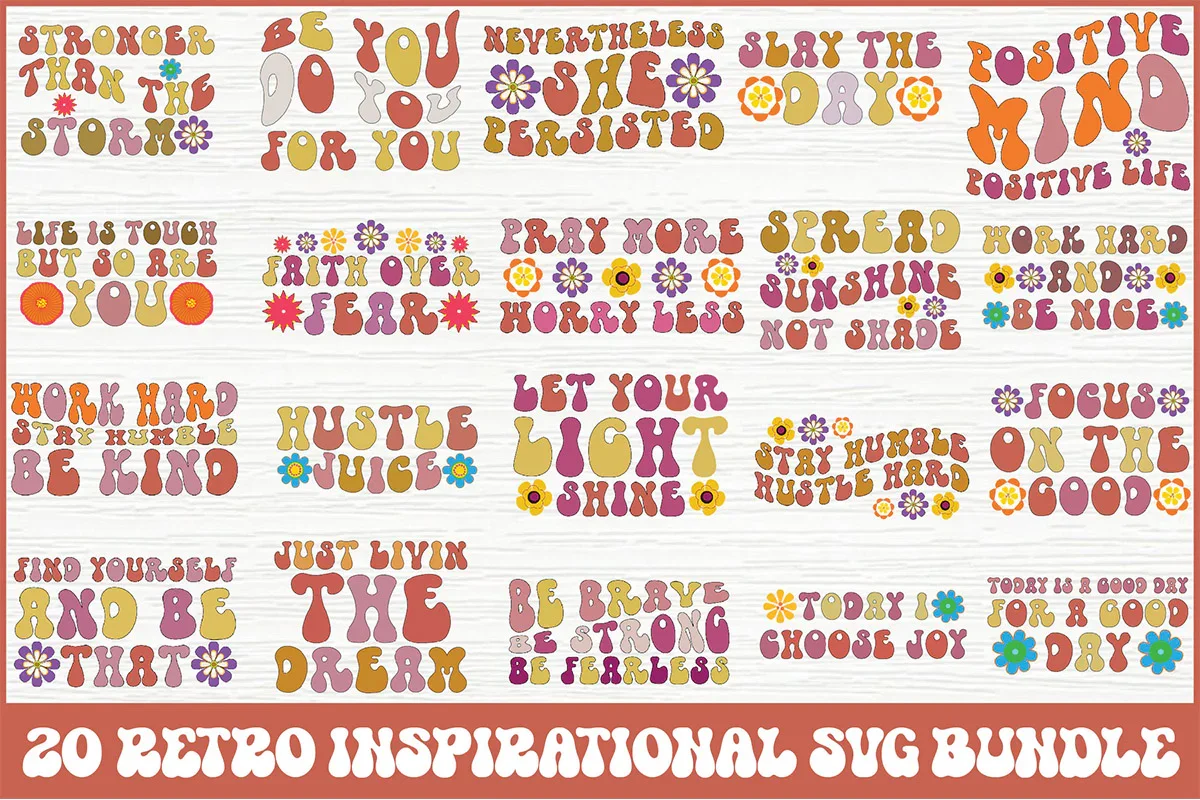 Retro Inspirational Quotes SVG Bundle