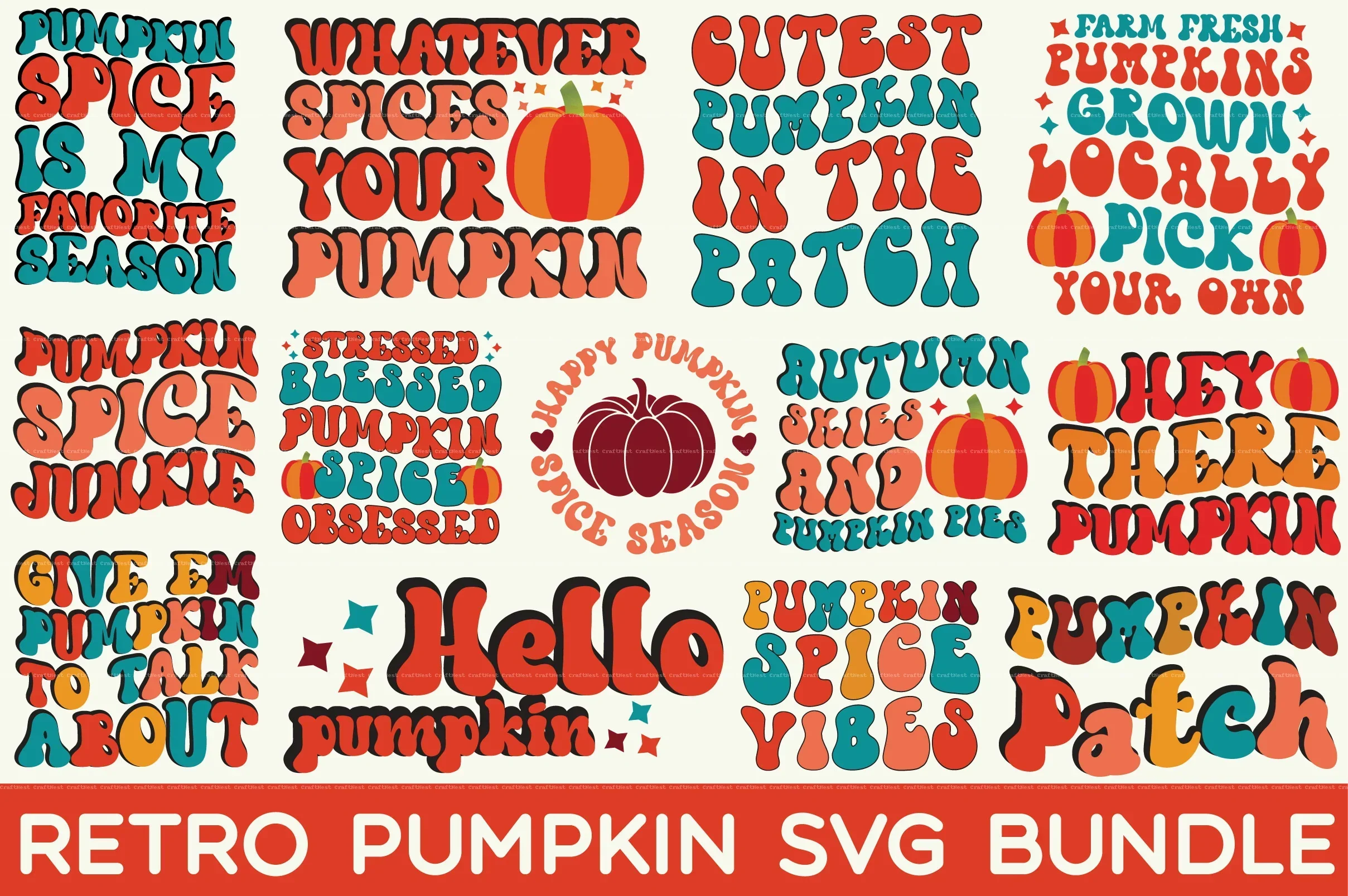 Retro Pumpkin SVG Bundle