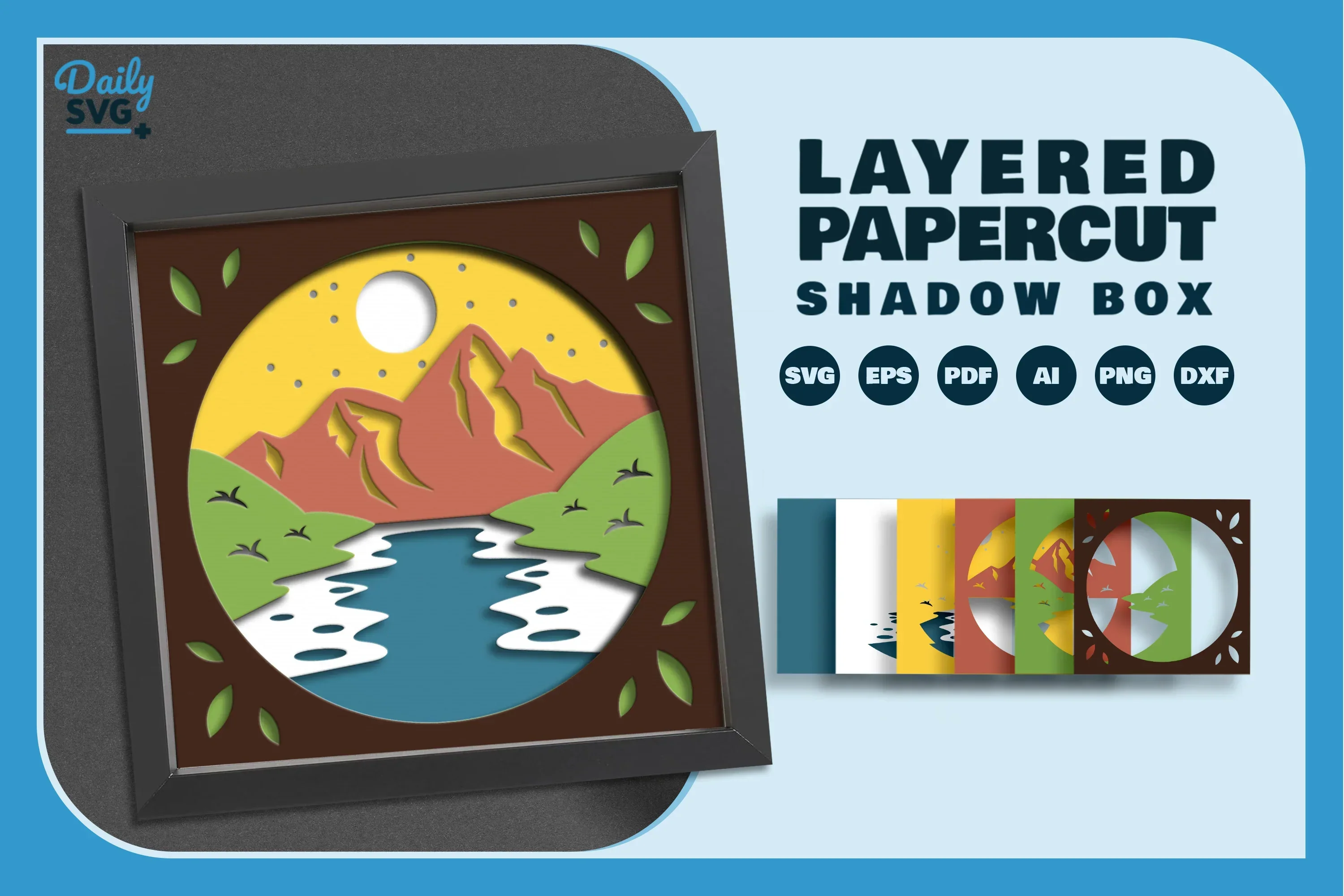 River and Mountain Papercut SVG Bundle - Image 2