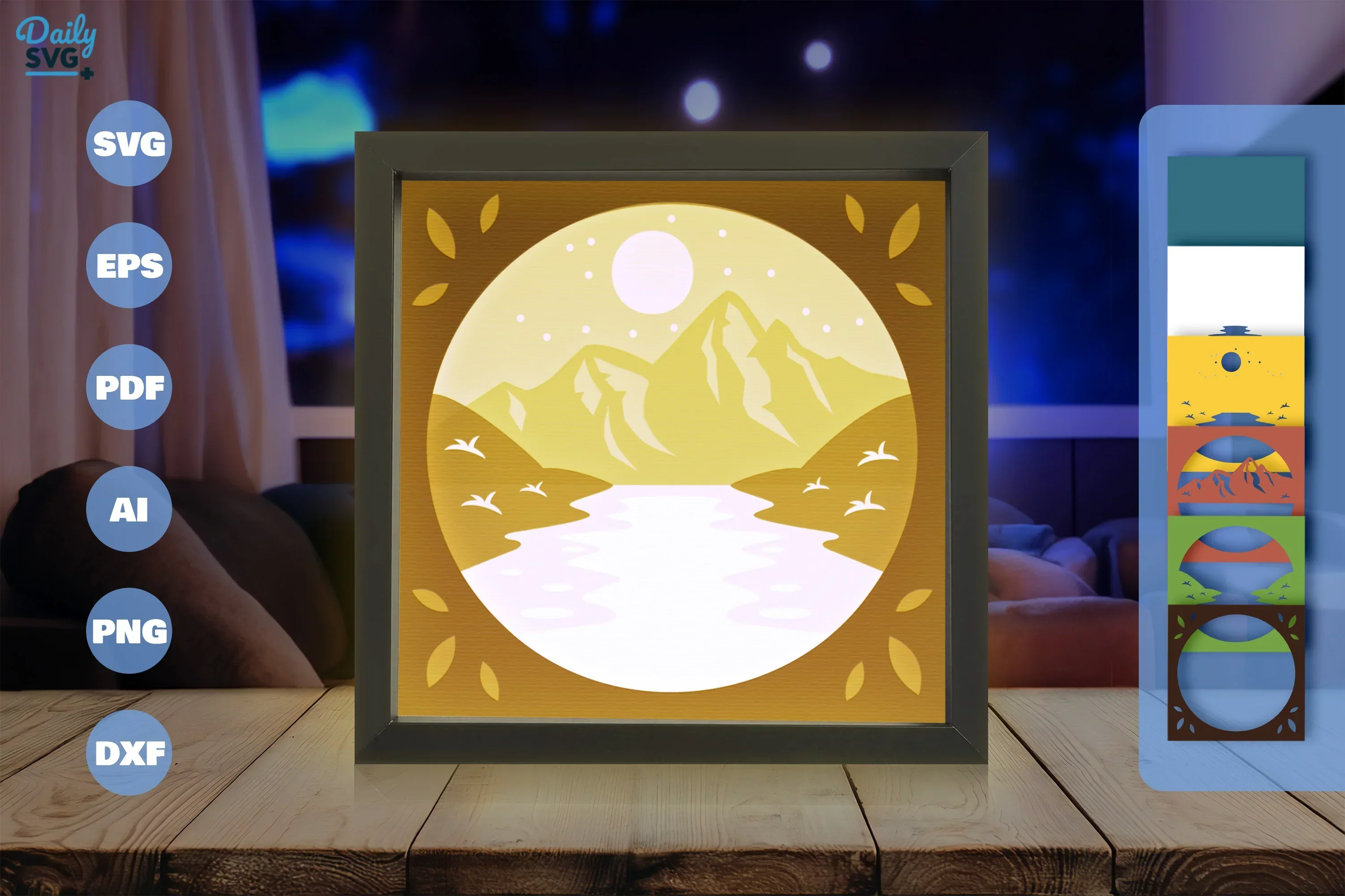 River and Mountain Papercut SVG Bundle - Image 3