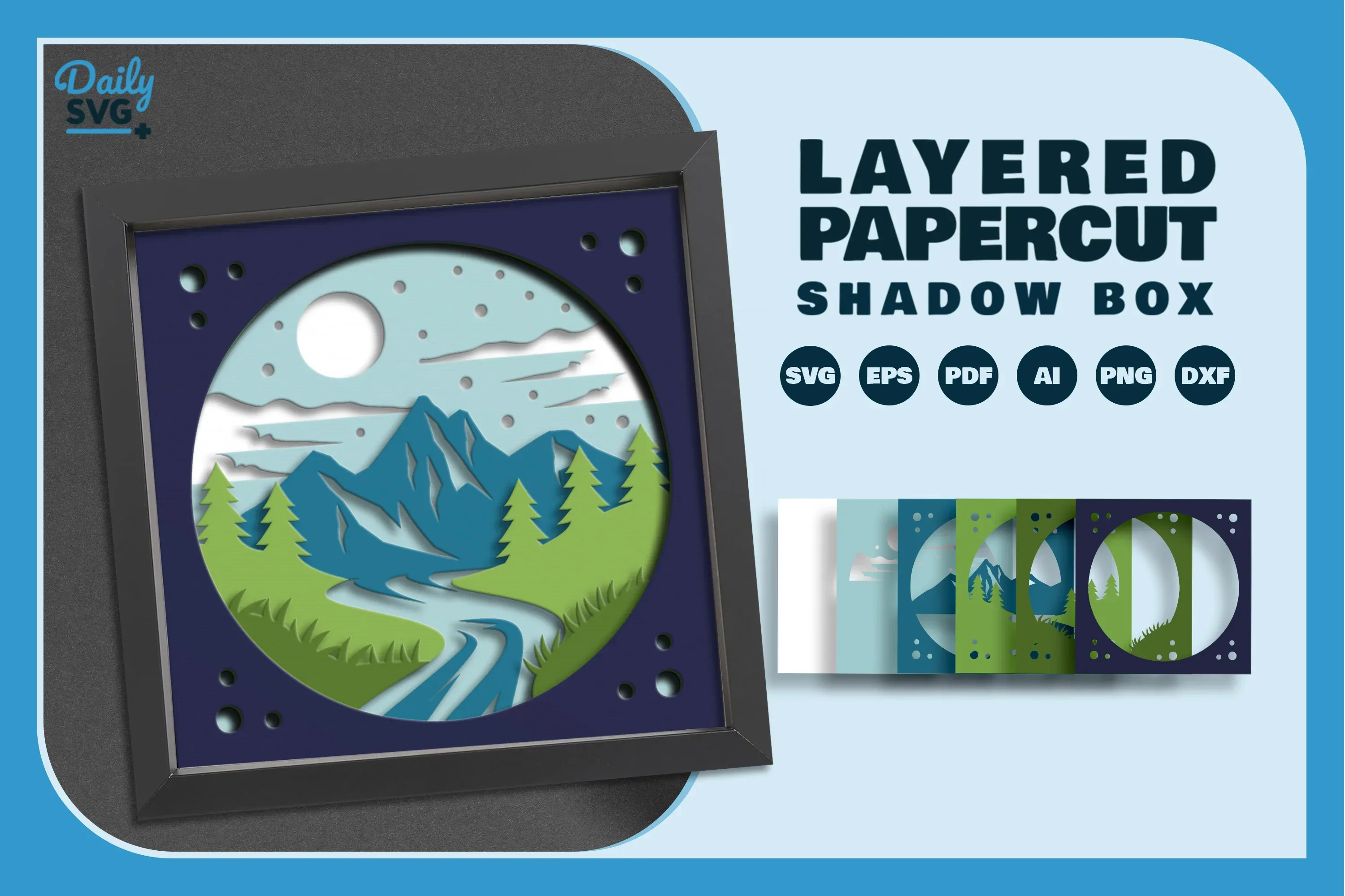 River and Mountain Papercut SVG Bundle - Image 2