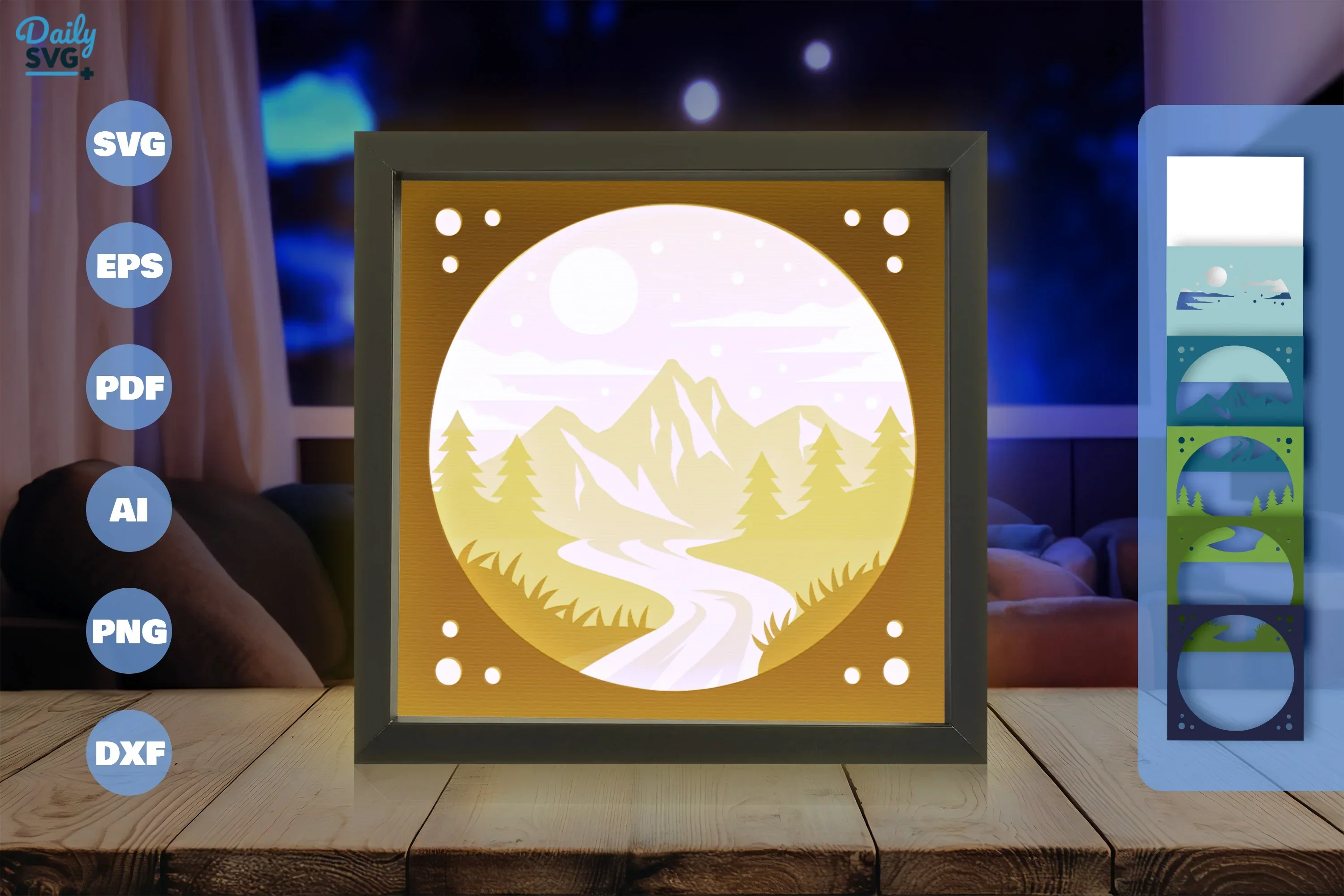 River and Mountain Papercut SVG Bundle - Image 3