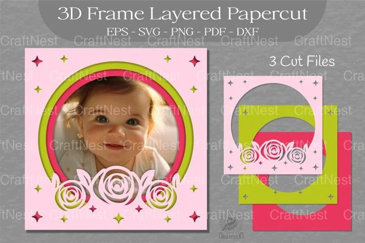 Rose Flower 3D Frame Clipart Bundle