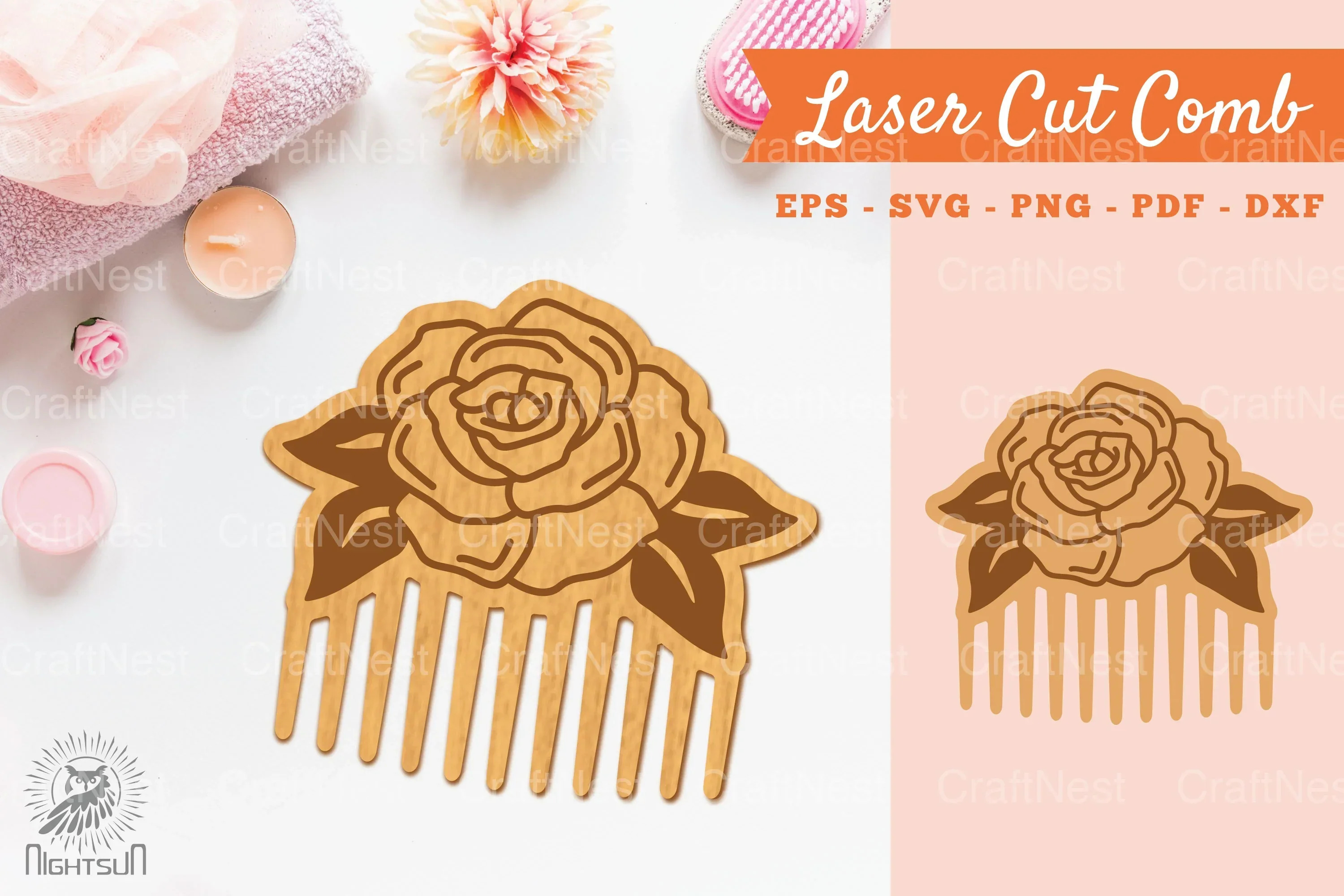 Rose Flower Laser Cut Comb Clipart Bundle