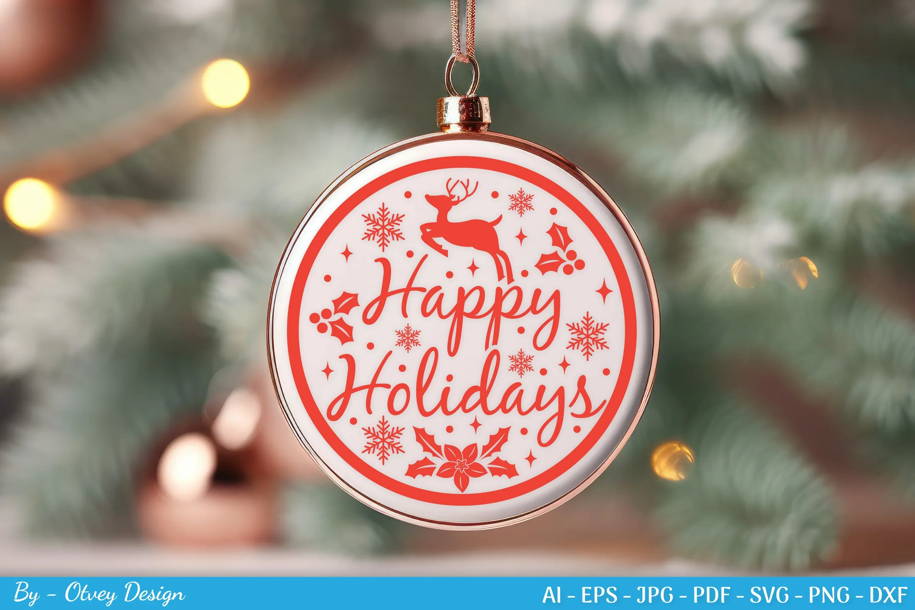 Round Christmas Ornaments SVG Bundle for Cricut - Image 2