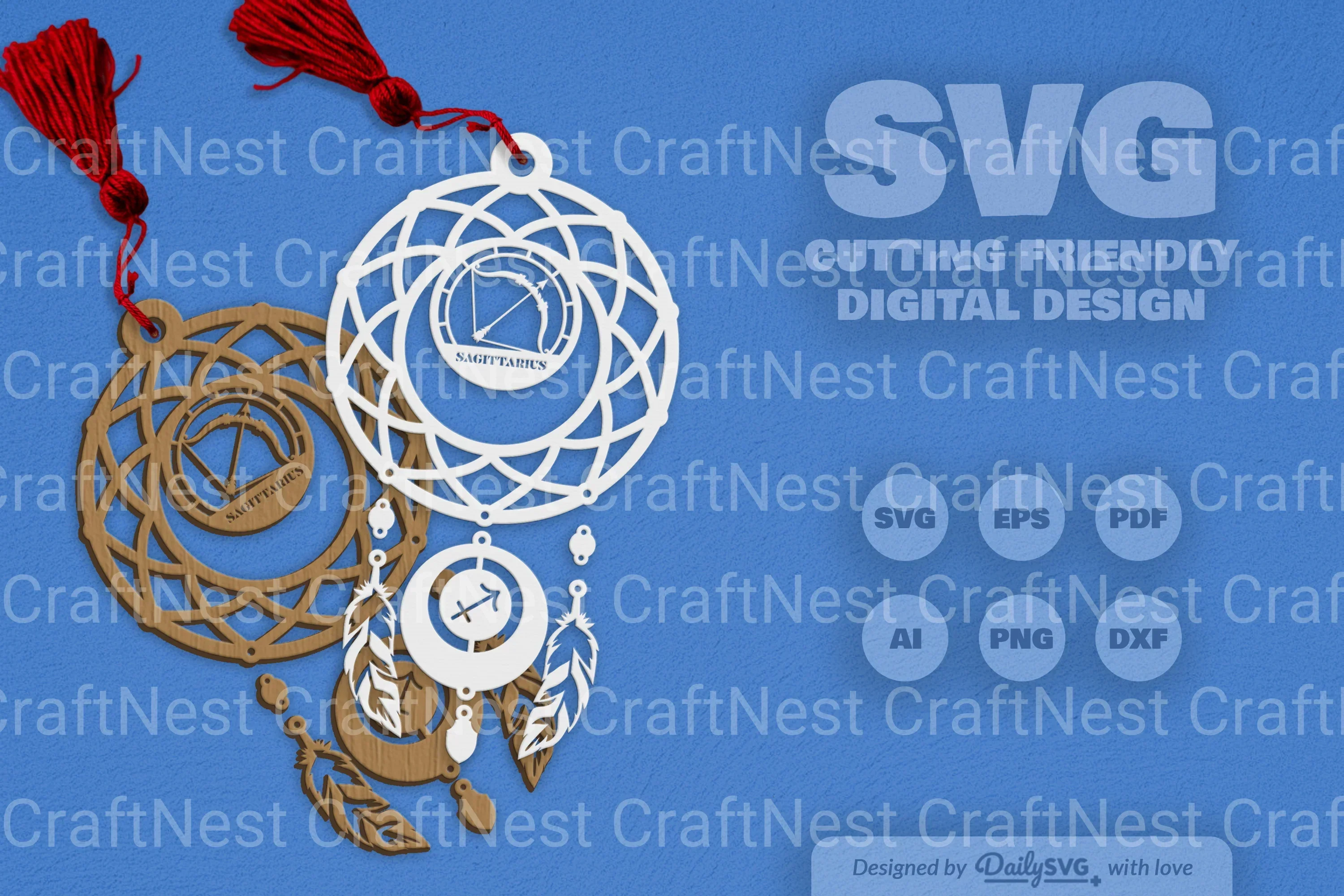 Sagittarius Dream Catcher Laser Cut Clipart Set - Image 10