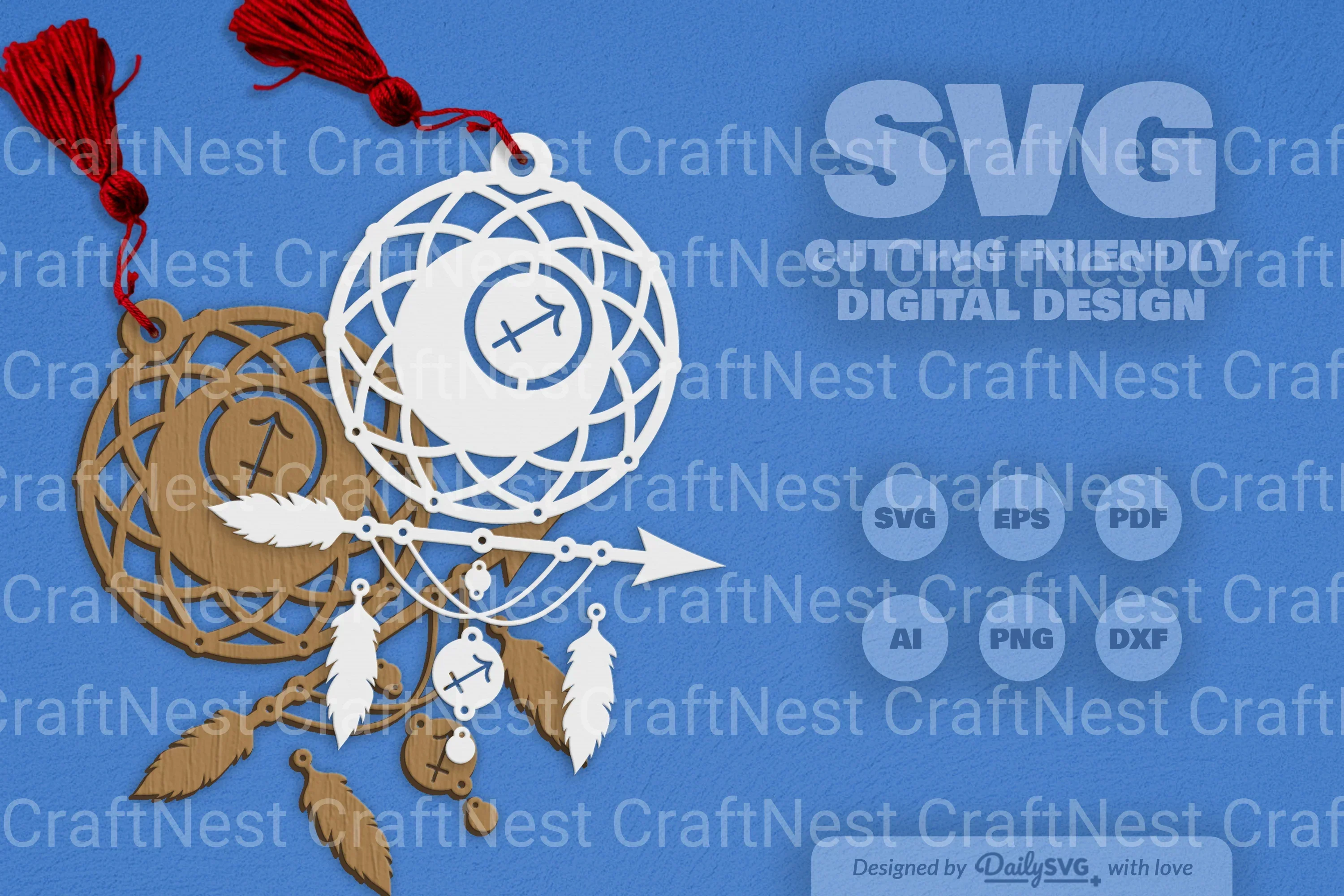 Sagittarius Dream Catcher Laser Cut Clipart Set - Image 11