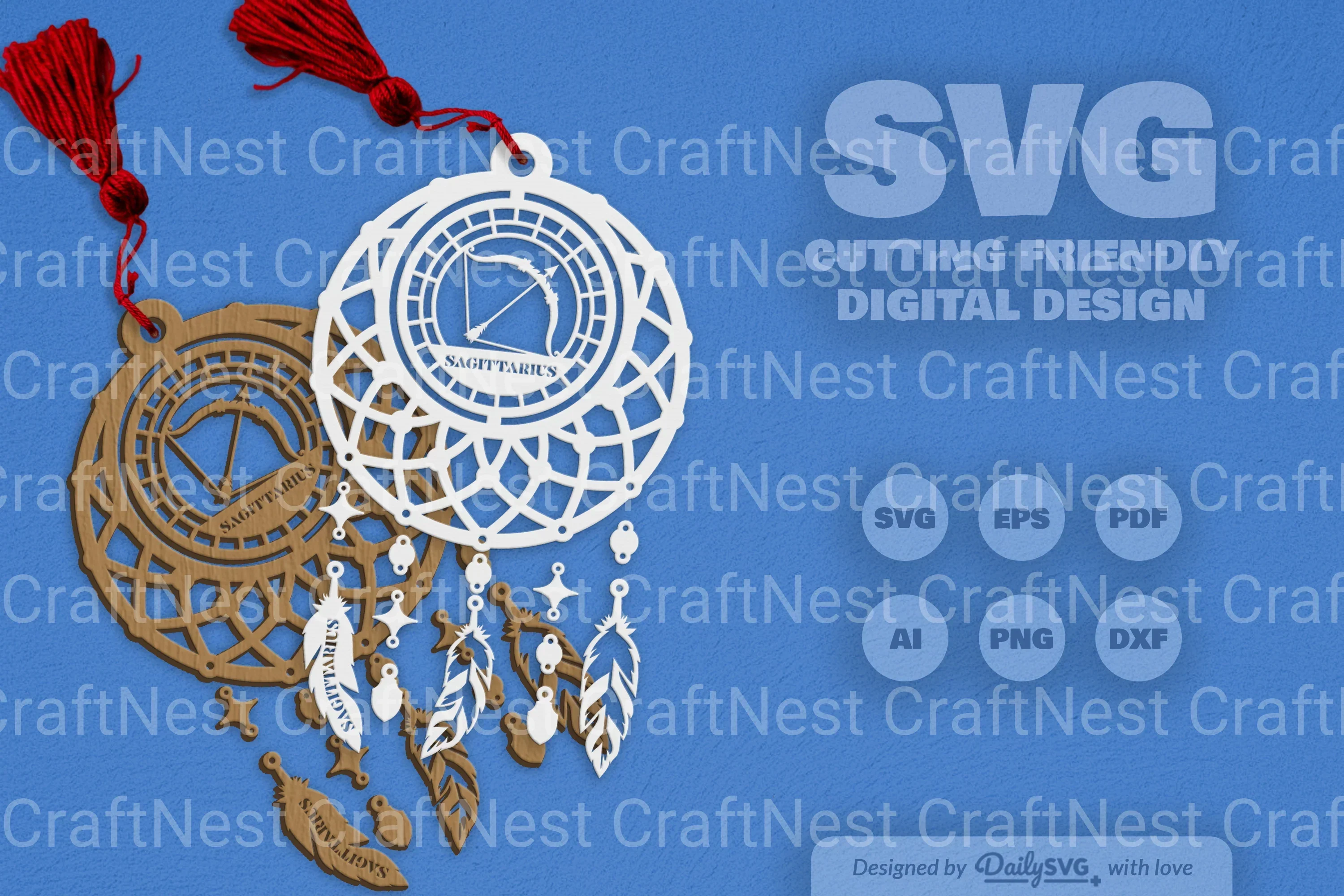 Sagittarius Dream Catcher Laser Cut Clipart Set - Image 7