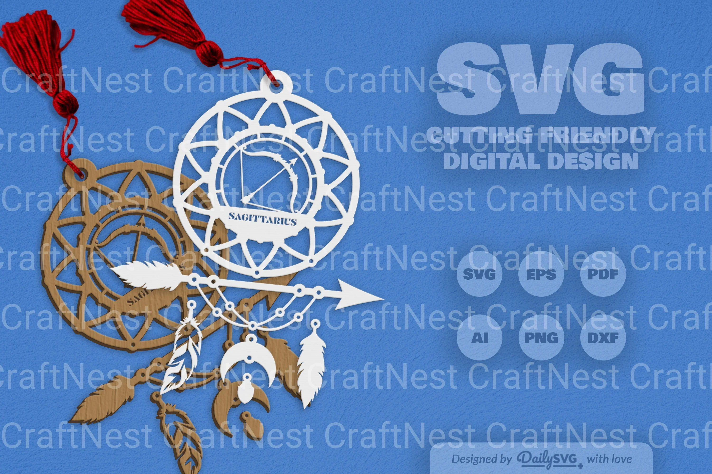 Sagittarius Dream Catcher Laser Cut Clipart Set - Image 9