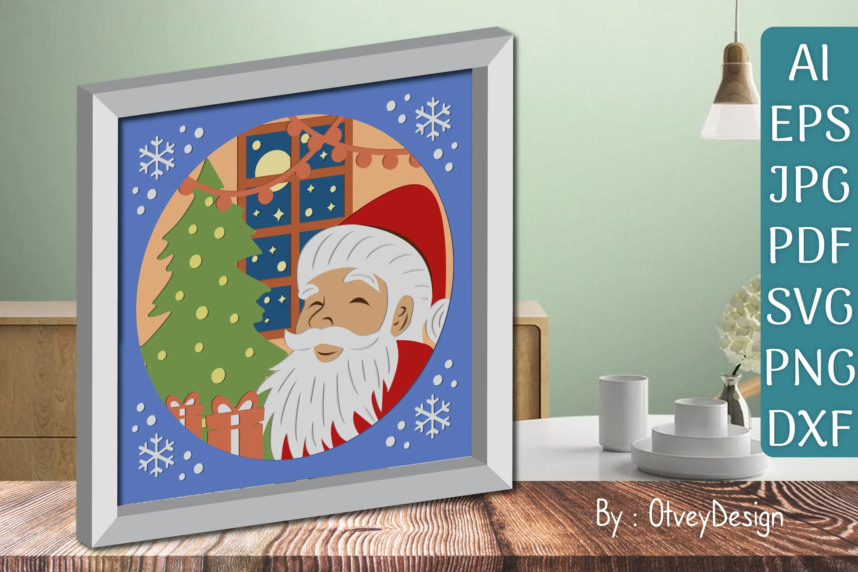 Santa Claus 3D Shadow Box SVG Bundle