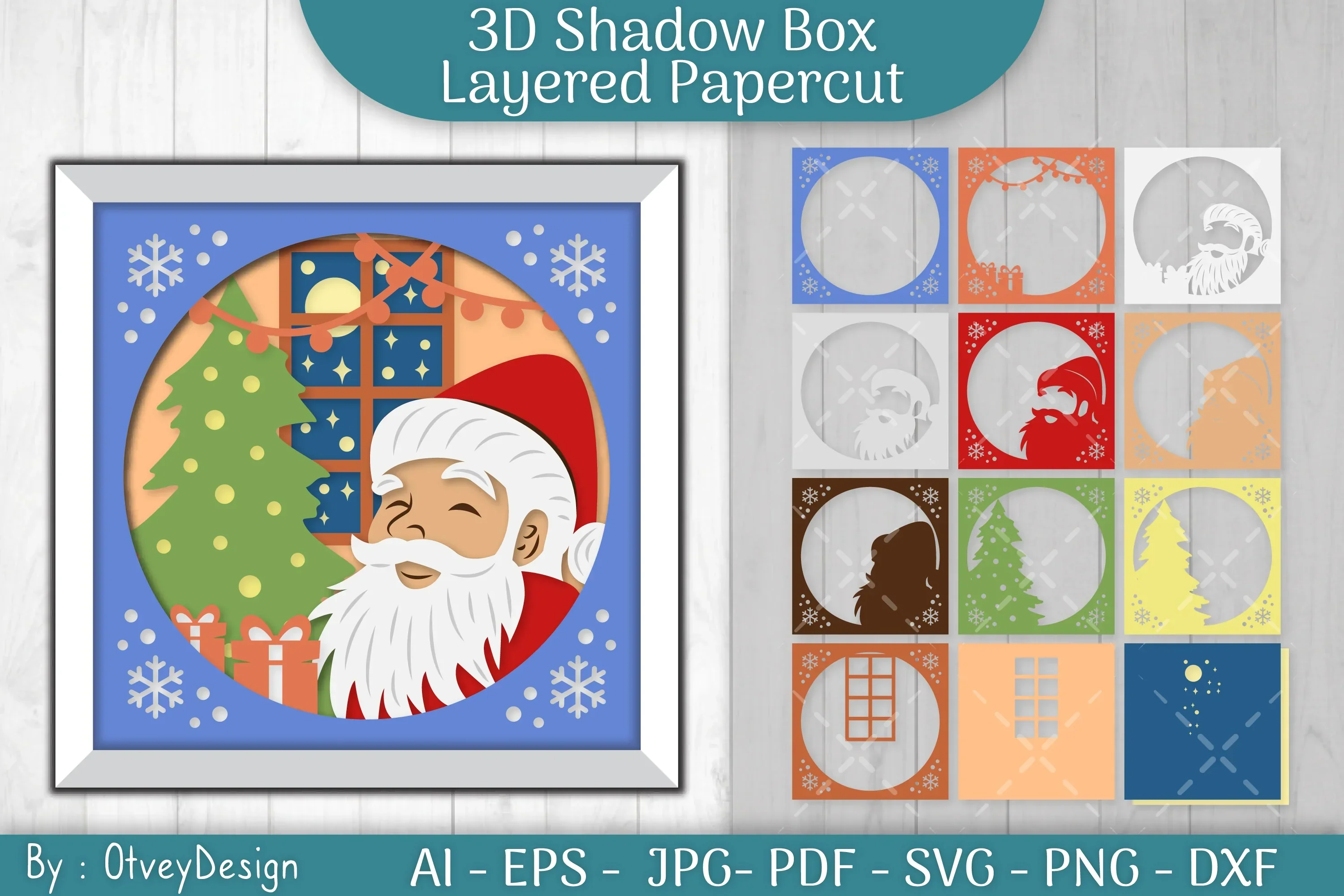 Santa Claus 3D Shadow Box SVG Bundle - Image 2
