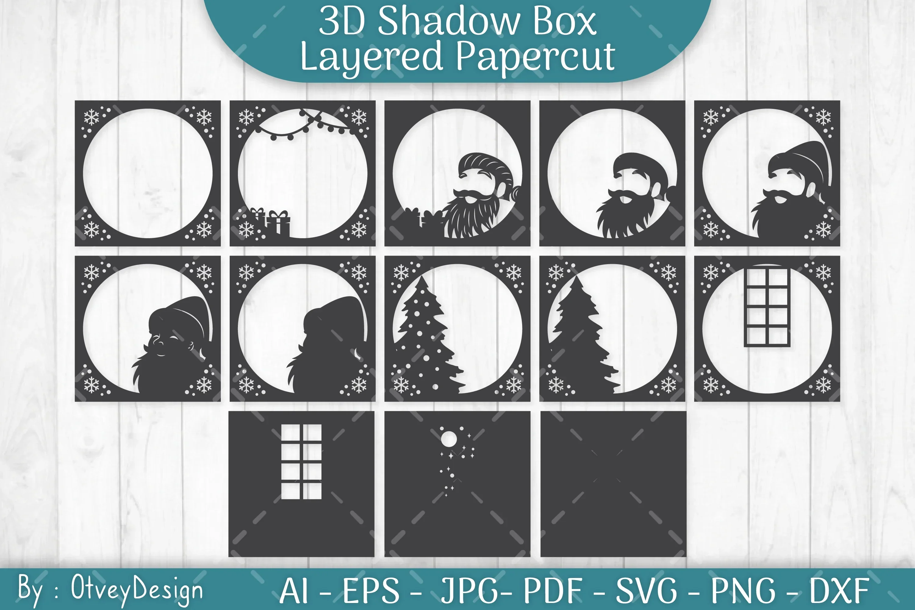 Santa Claus 3D Shadow Box SVG Bundle - Image 3