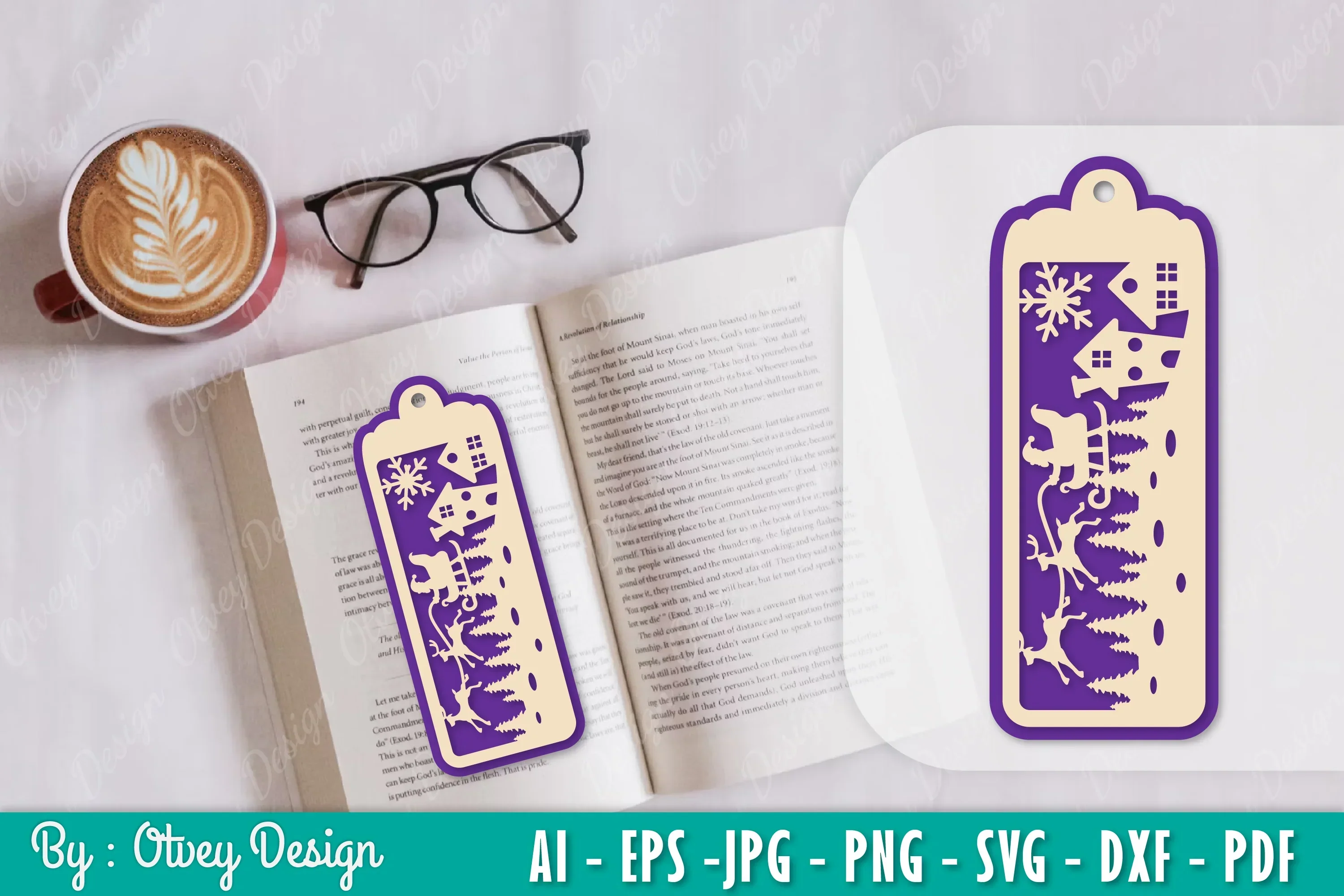 Santa Sleigh Bookmark SVG Bundle