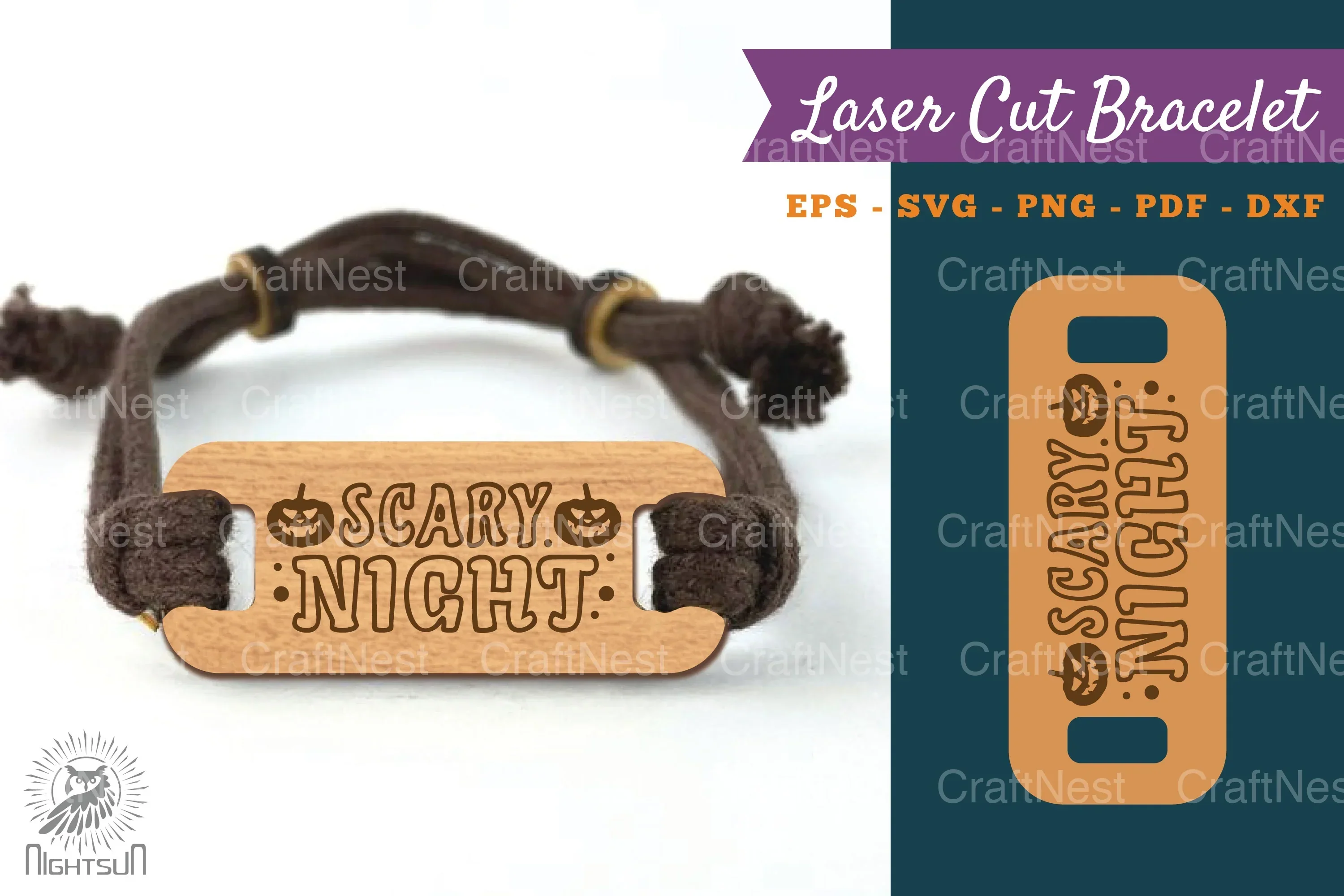 Scary Night Laser Cut Bracelet SVG Bundle