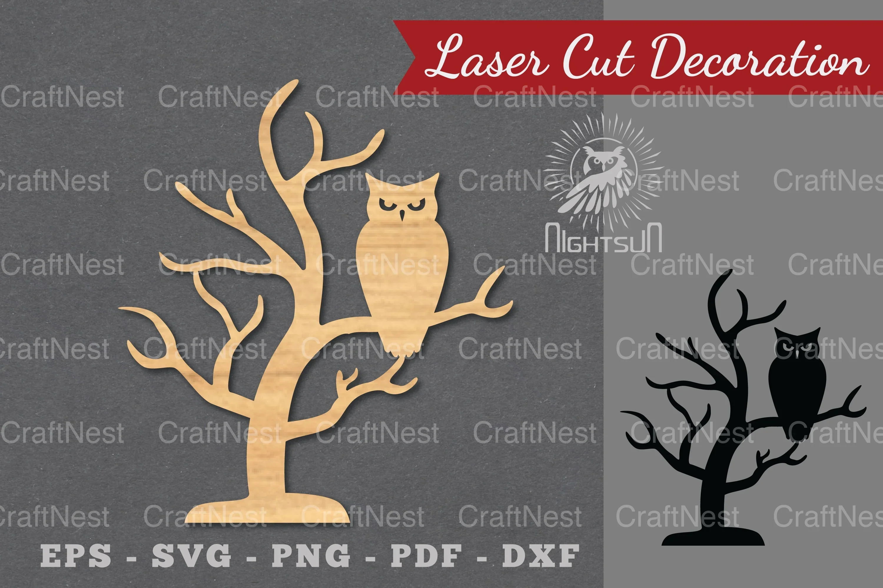 Scary Owl Laser Cut Decoration Clipart Bundle