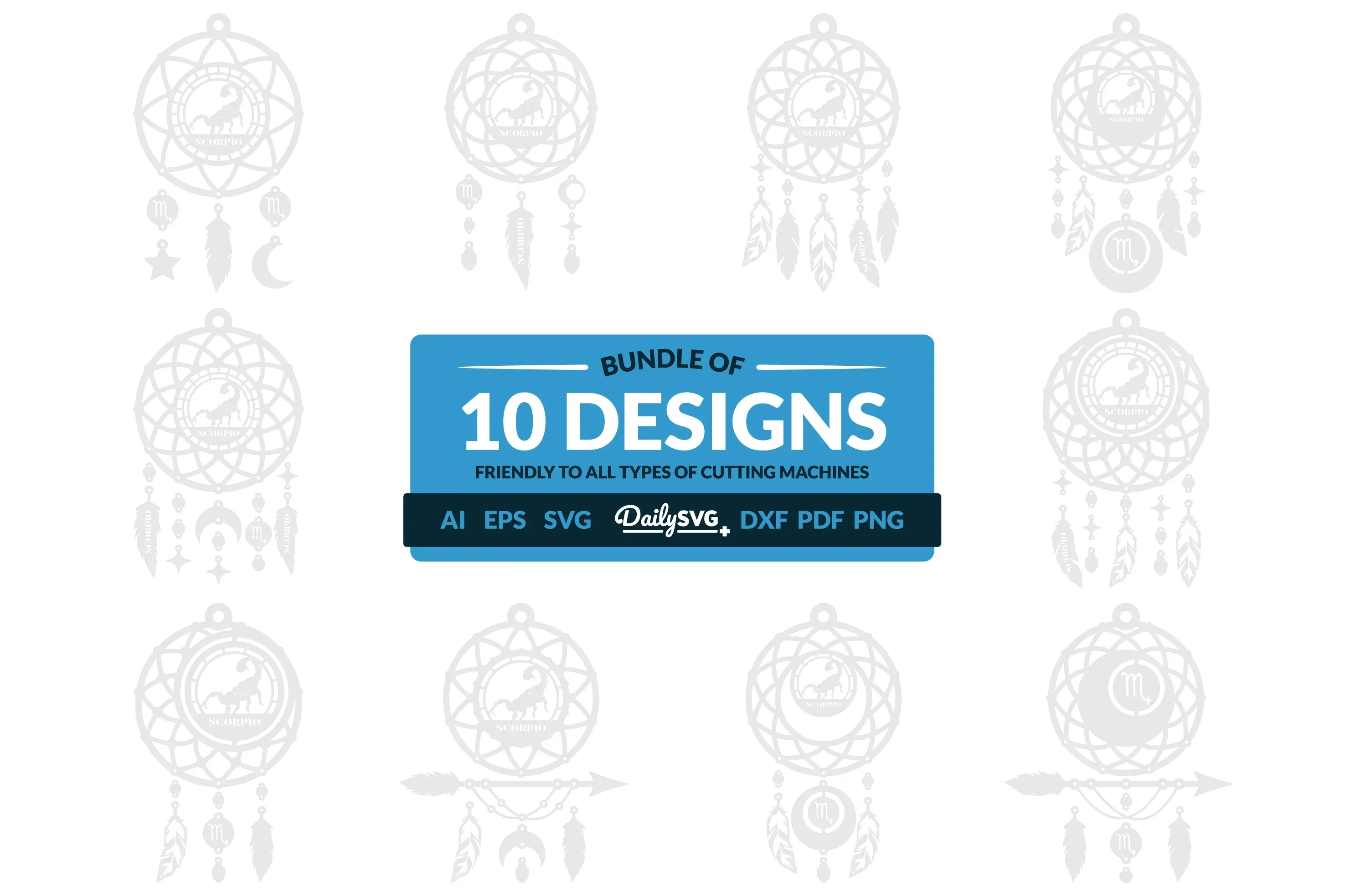 Scorpio Dream Catcher Laser Cut Clipart Set