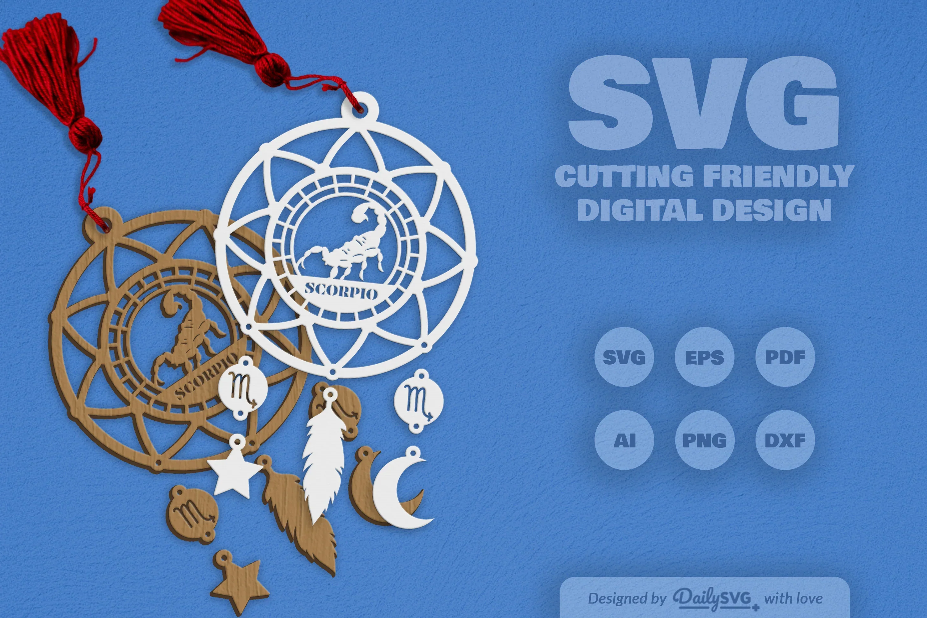 Scorpio Dream Catcher Laser Cut Clipart Set - Image 2