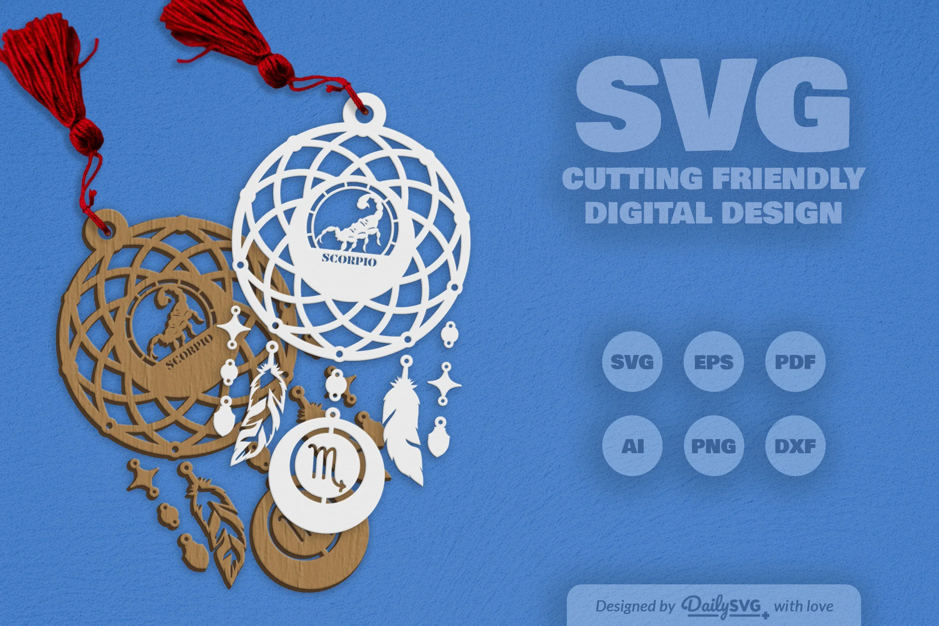 Scorpio Dream Catcher Laser Cut Clipart Set - Image 5