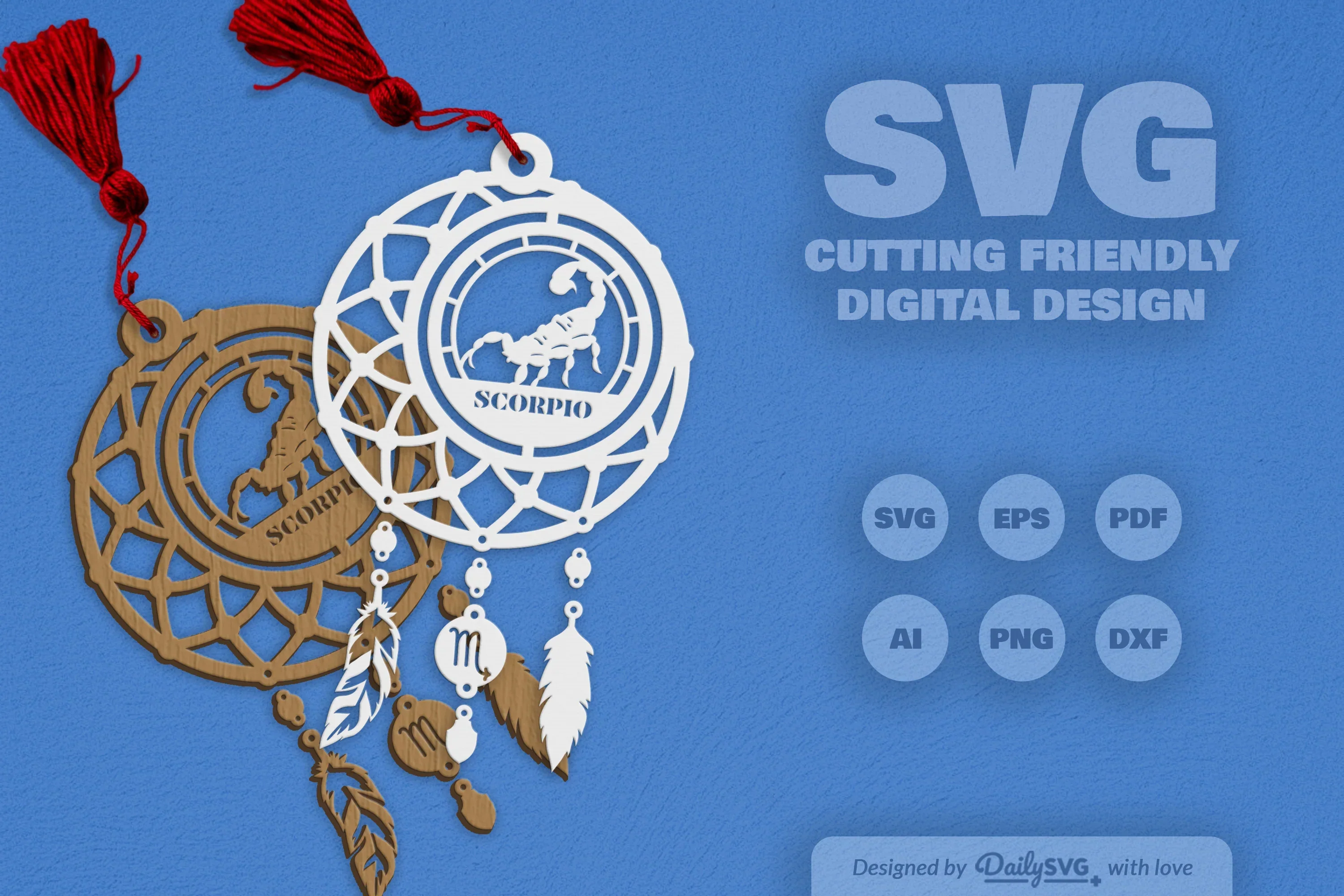 Scorpio Dream Catcher Laser Cut Clipart Set - Image 8
