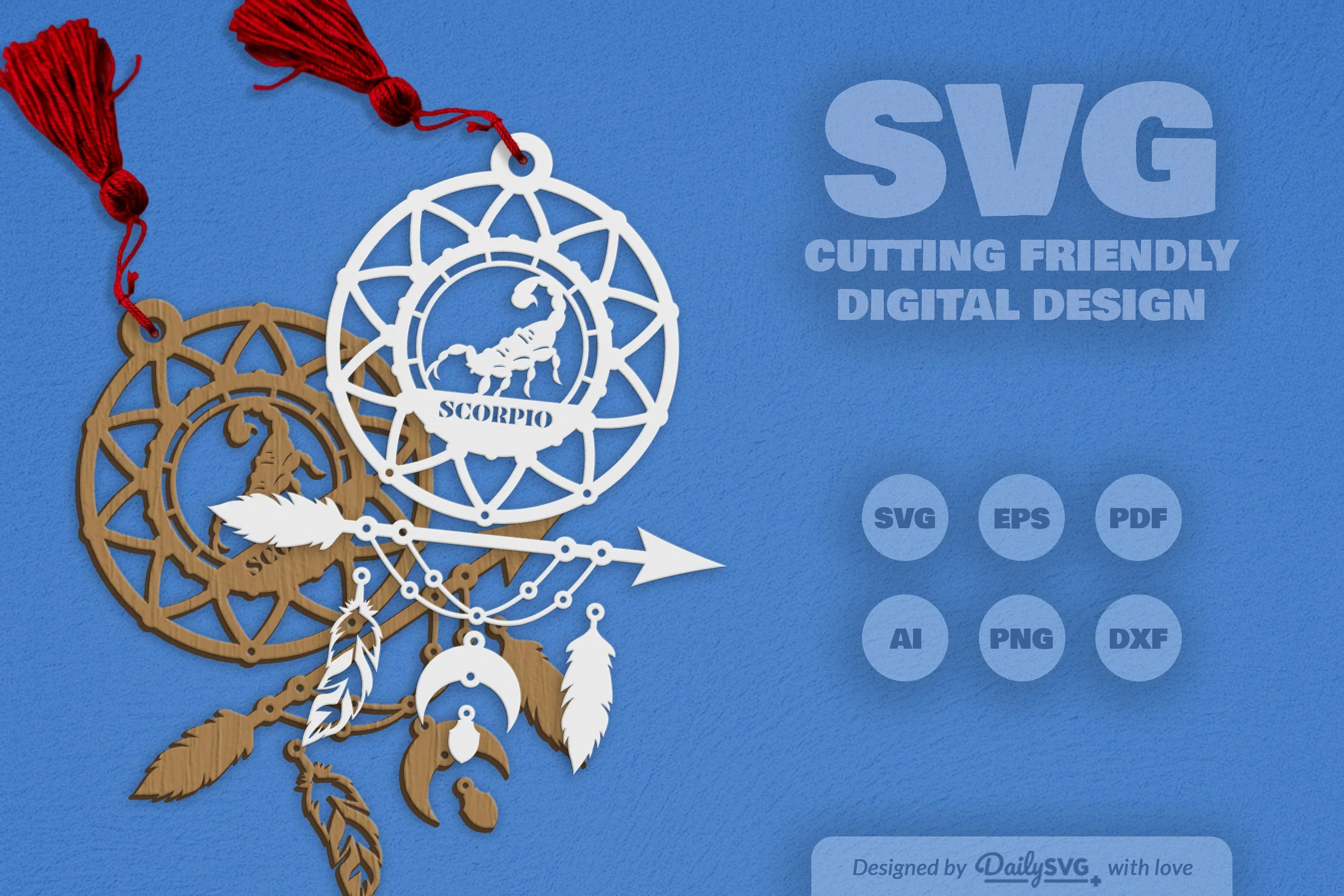 Scorpio Dream Catcher Laser Cut Clipart Set - Image 9