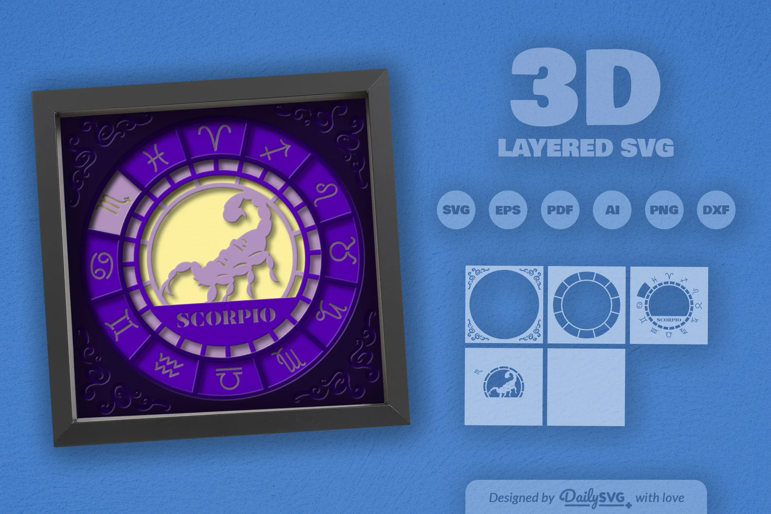 Scorpio Zodiac 3D Shadow Box Papercut SVG Bundle - Image 2